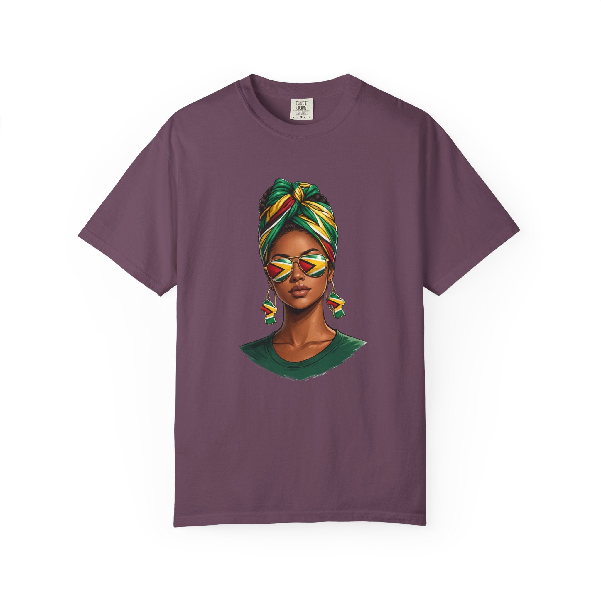 Afro Guyanese Woman Portrait with Headwrap & Sunglasses (Unisex T-Shirt)