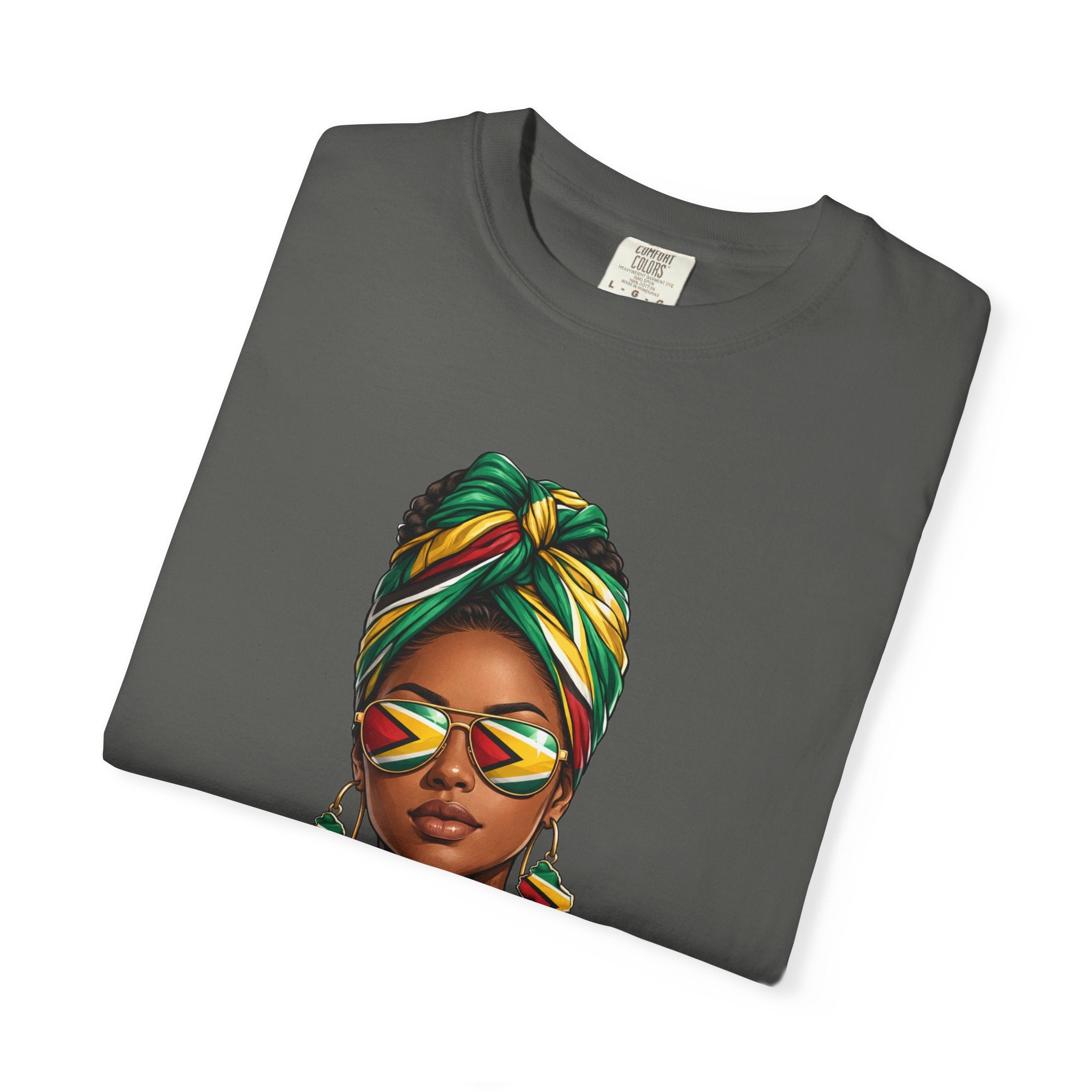 Afro Guyanese Woman Portrait with Headwrap & Sunglasses (Unisex T-Shirt)