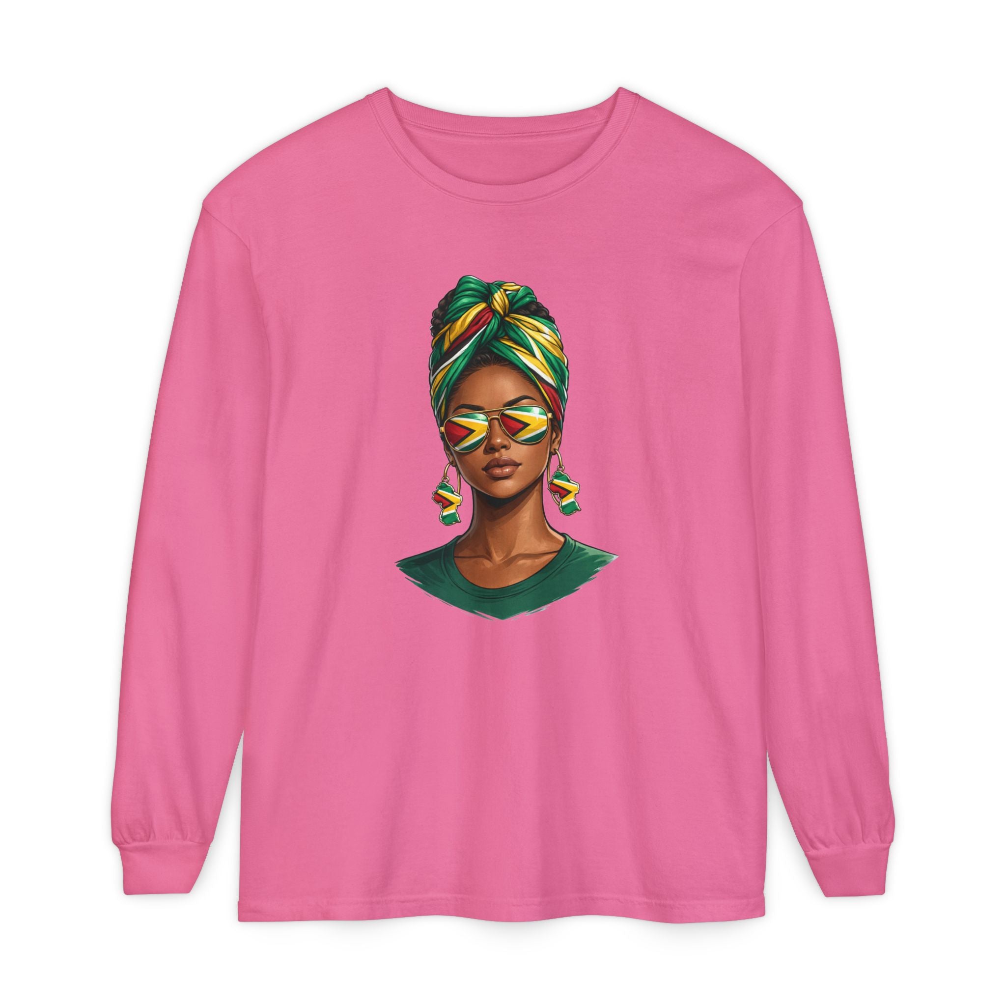 Afro Guyanese Woman Portrait, "Her Presence Does the Talking" — Unisex  Long Sleeve Tee