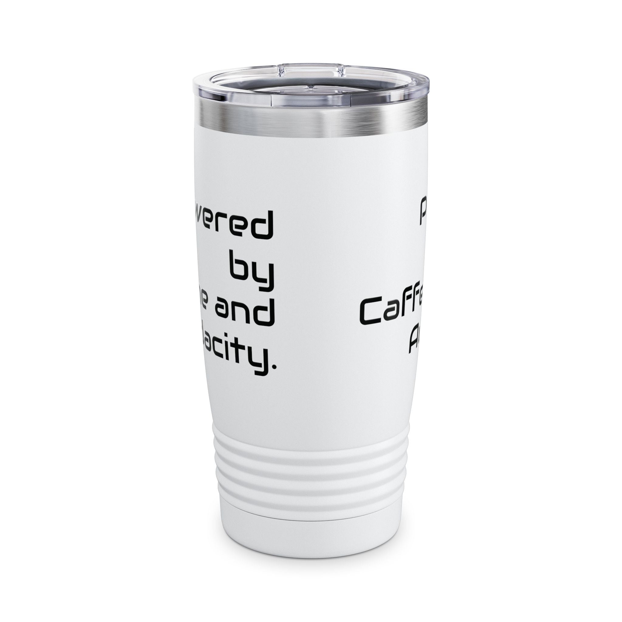 20oz Tumbler — "Powered by Caffeine and Audacity" Travel Mug