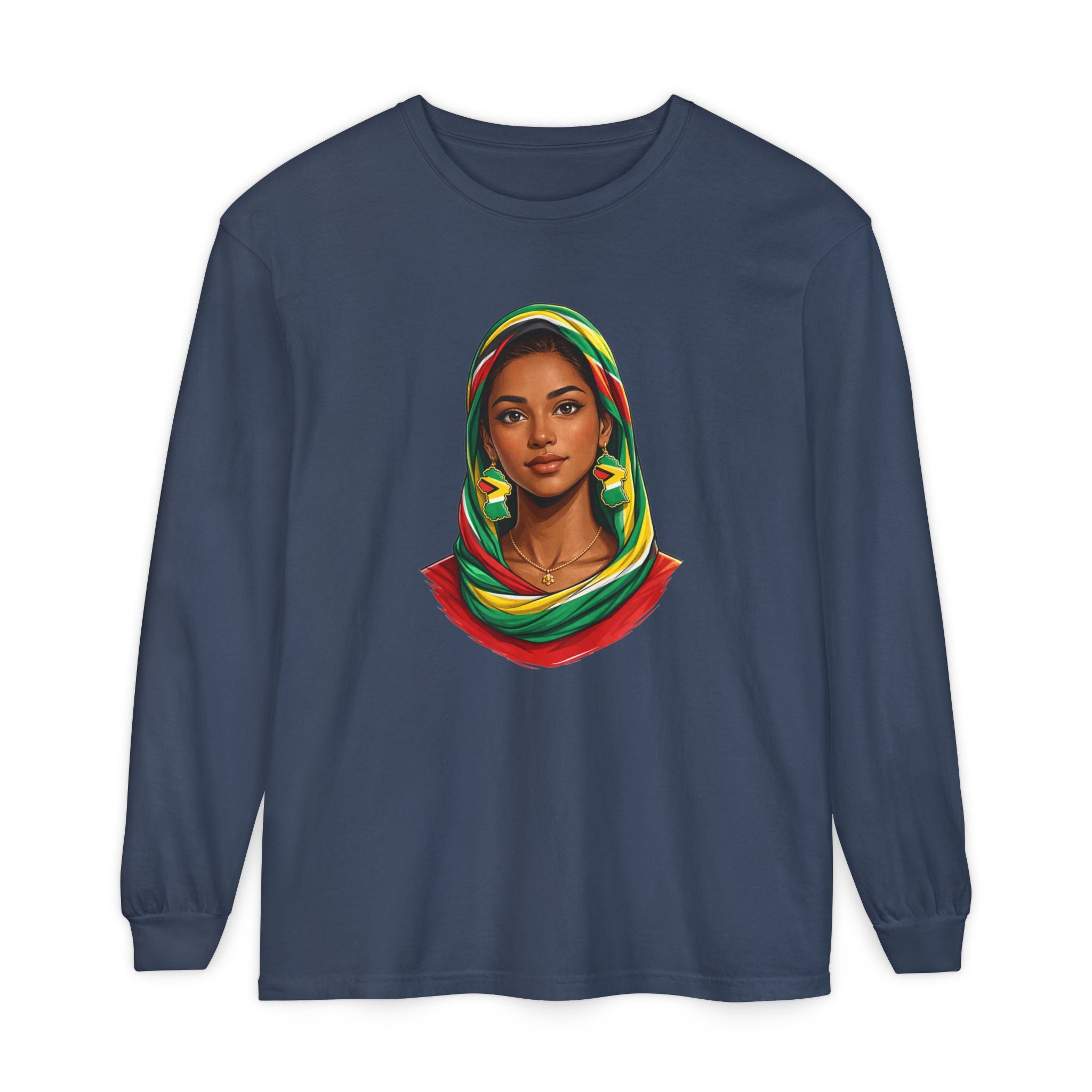 Indo Guyanese Woman Portrait, "Her Grace and Presence Does the Talking" — Unisex  Long Sleeve Tee