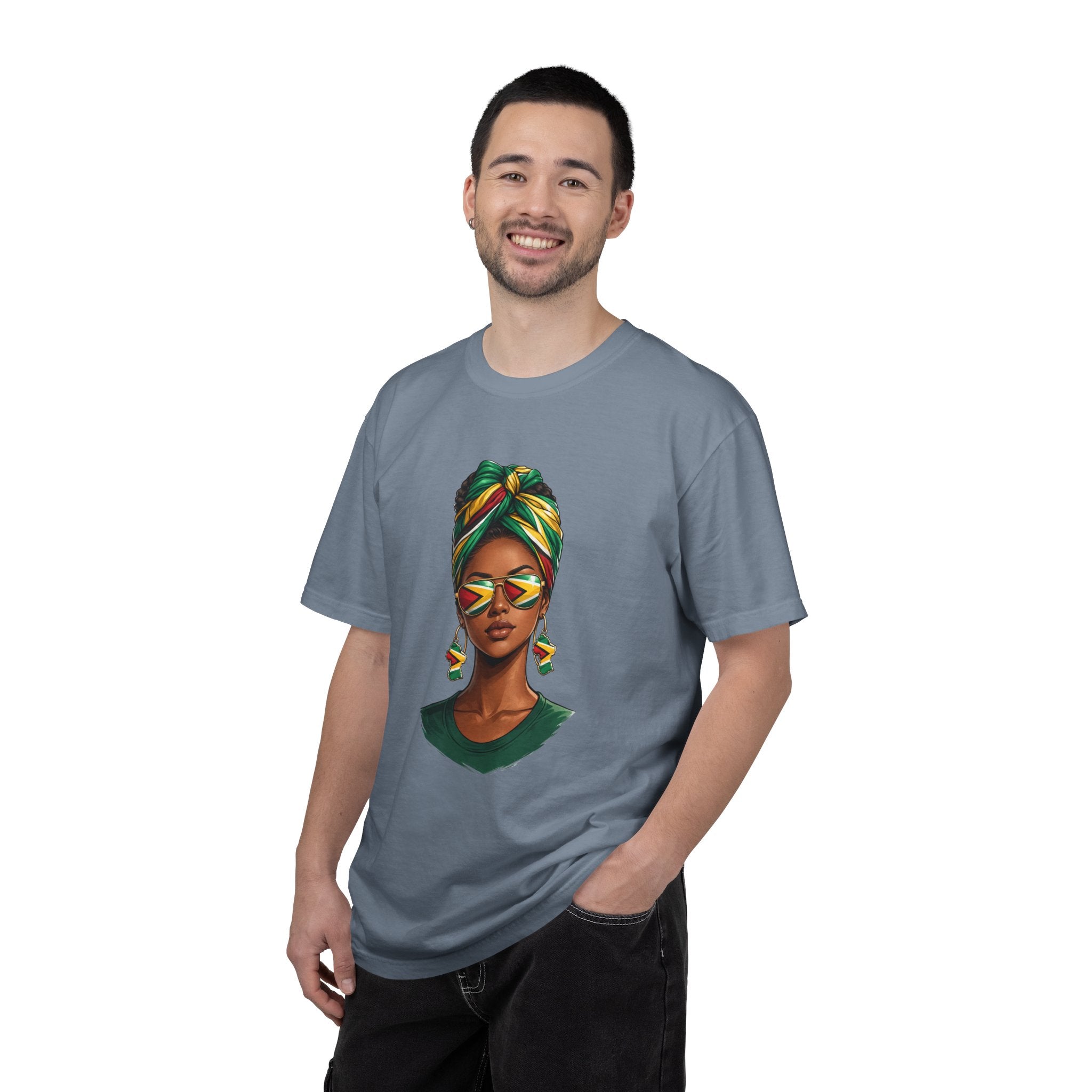 Afro Guyanese Woman Portrait with Headwrap & Sunglasses (Unisex T-Shirt)