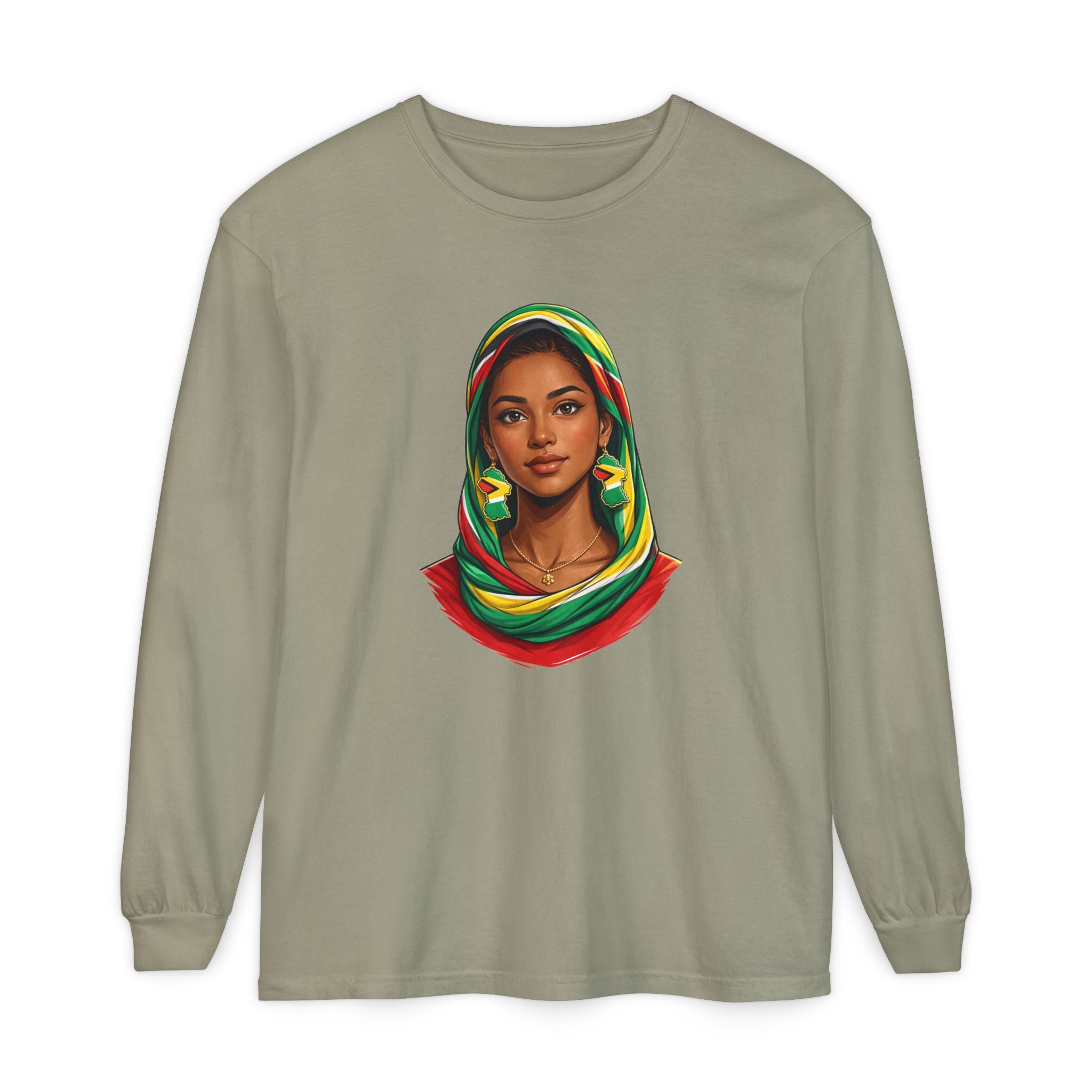 Indo Guyanese Woman Portrait, "Her Grace and Presence Does the Talking" — Unisex  Long Sleeve Tee