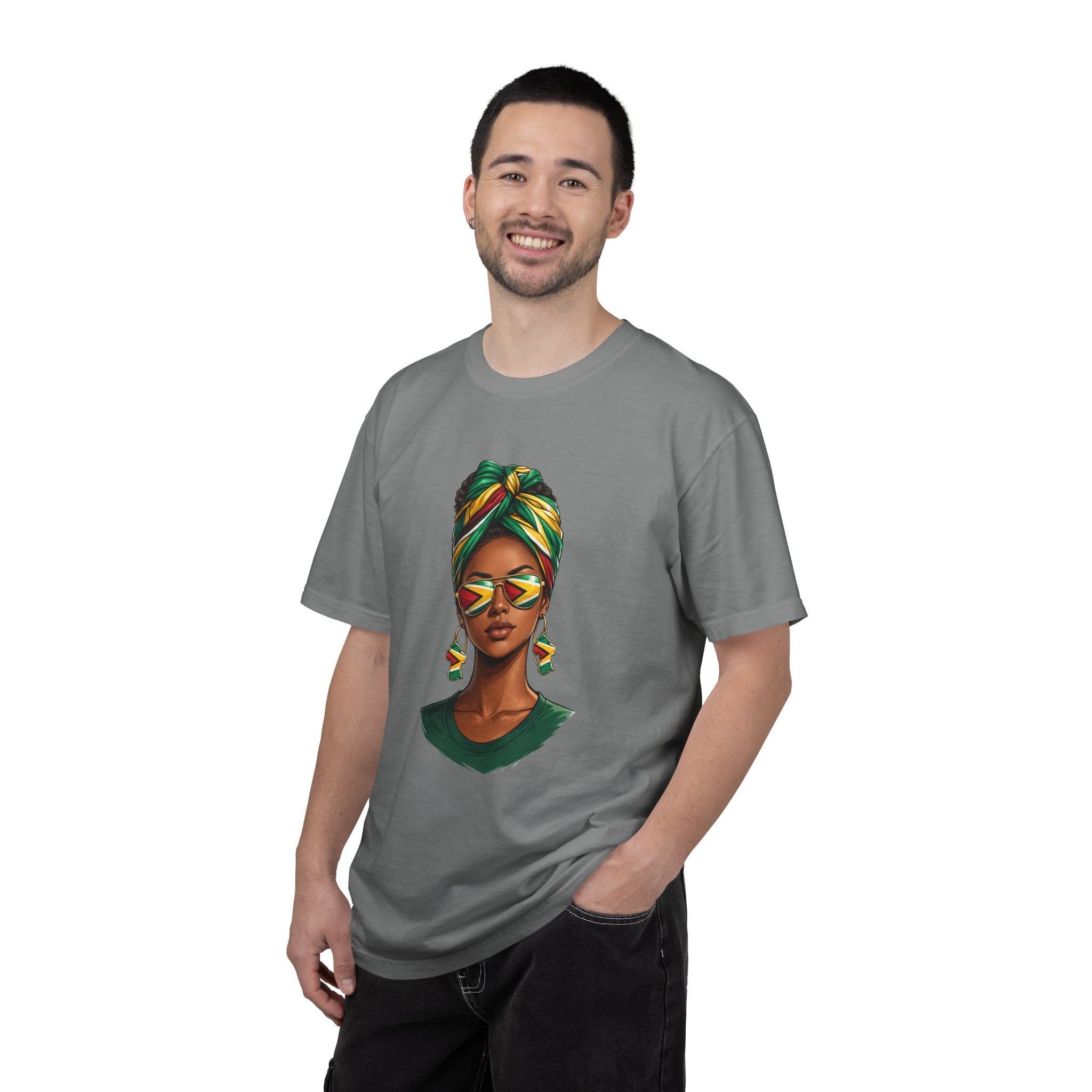 Afro Guyanese Woman Portrait with Headwrap & Sunglasses (Unisex T-Shirt)