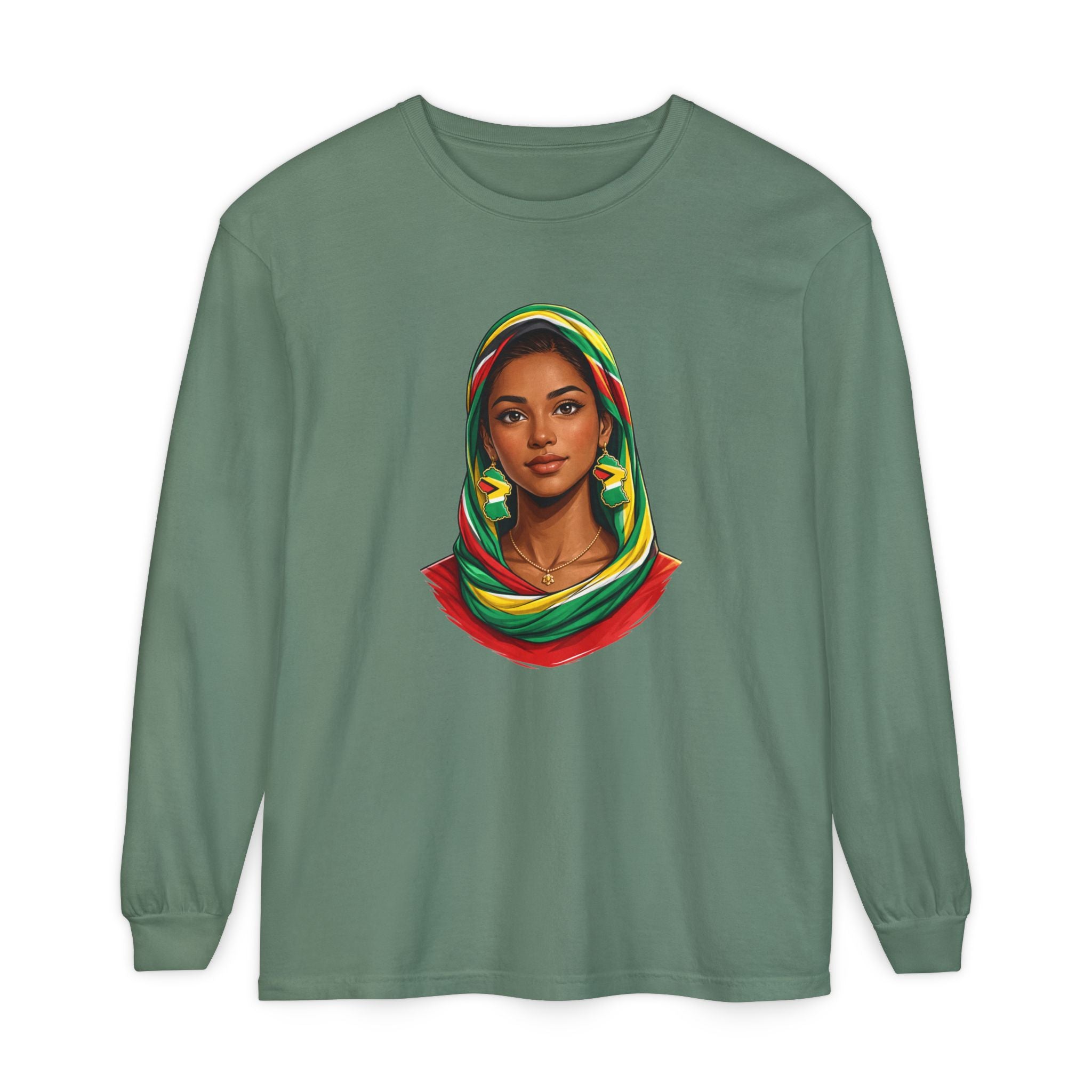 Indo Guyanese Woman Portrait, "Her Grace and Presence Does the Talking" — Unisex  Long Sleeve Tee