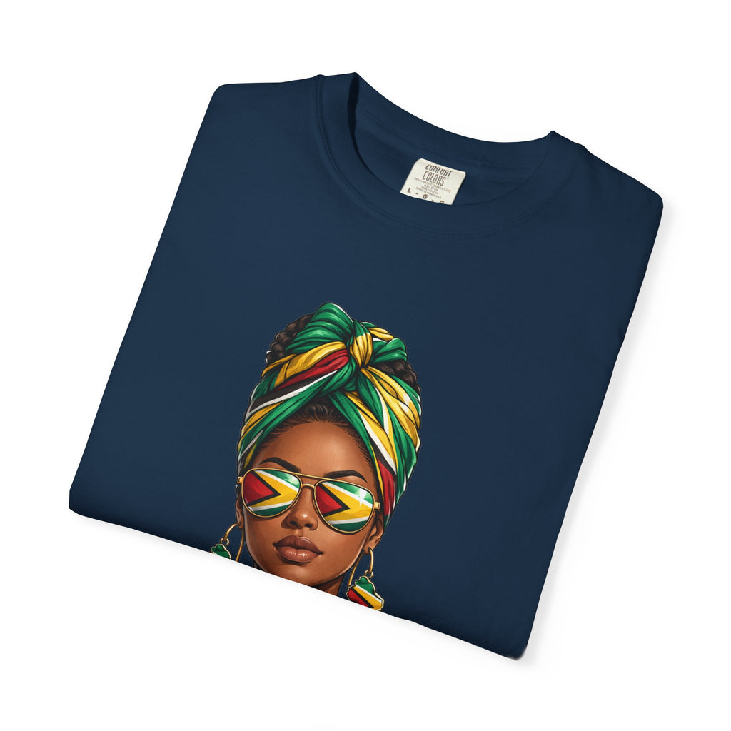 Afro Guyanese Woman Portrait with Headwrap & Sunglasses (Unisex T-Shirt)