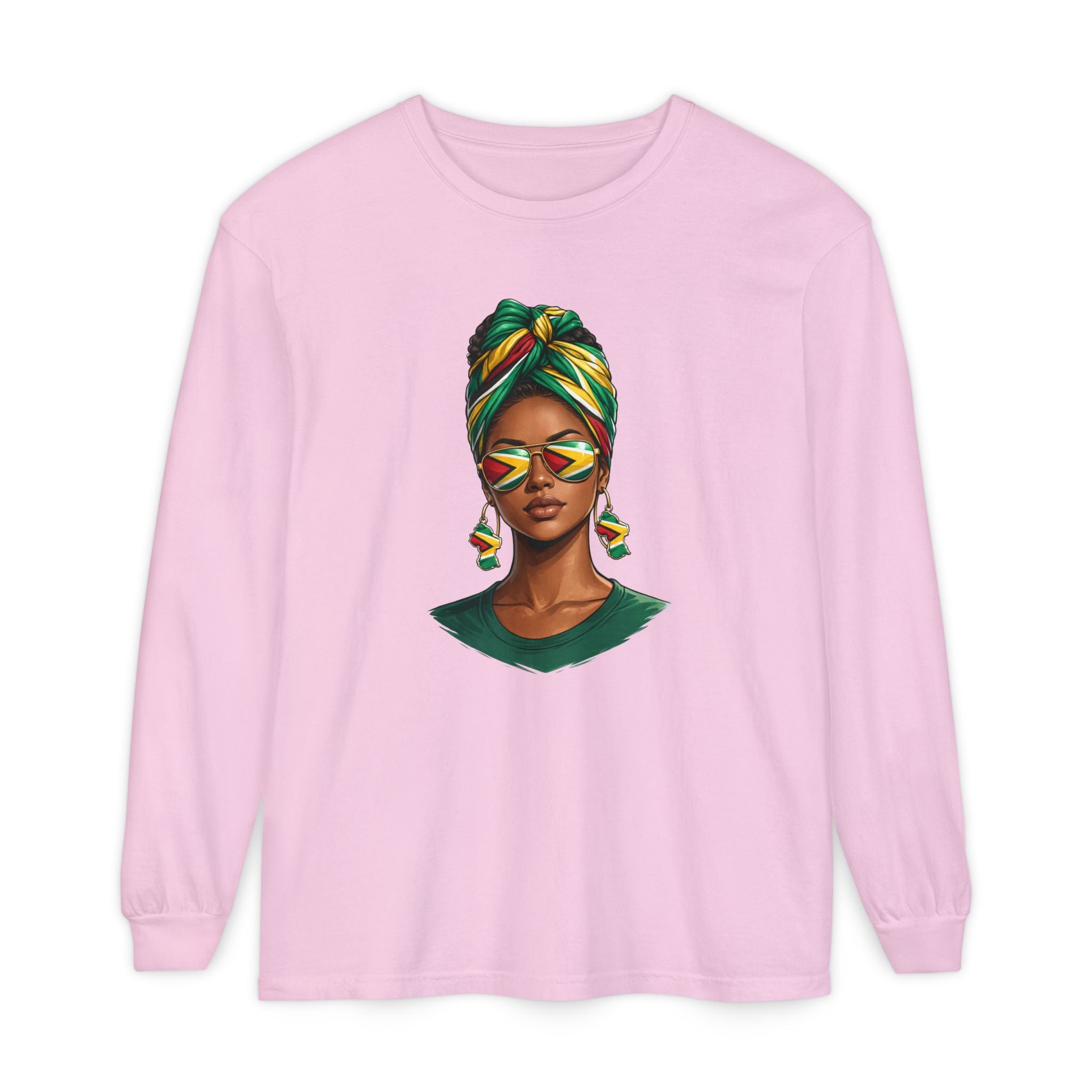Afro Guyanese Woman Portrait, "Her Presence Does the Talking" — Unisex  Long Sleeve Tee