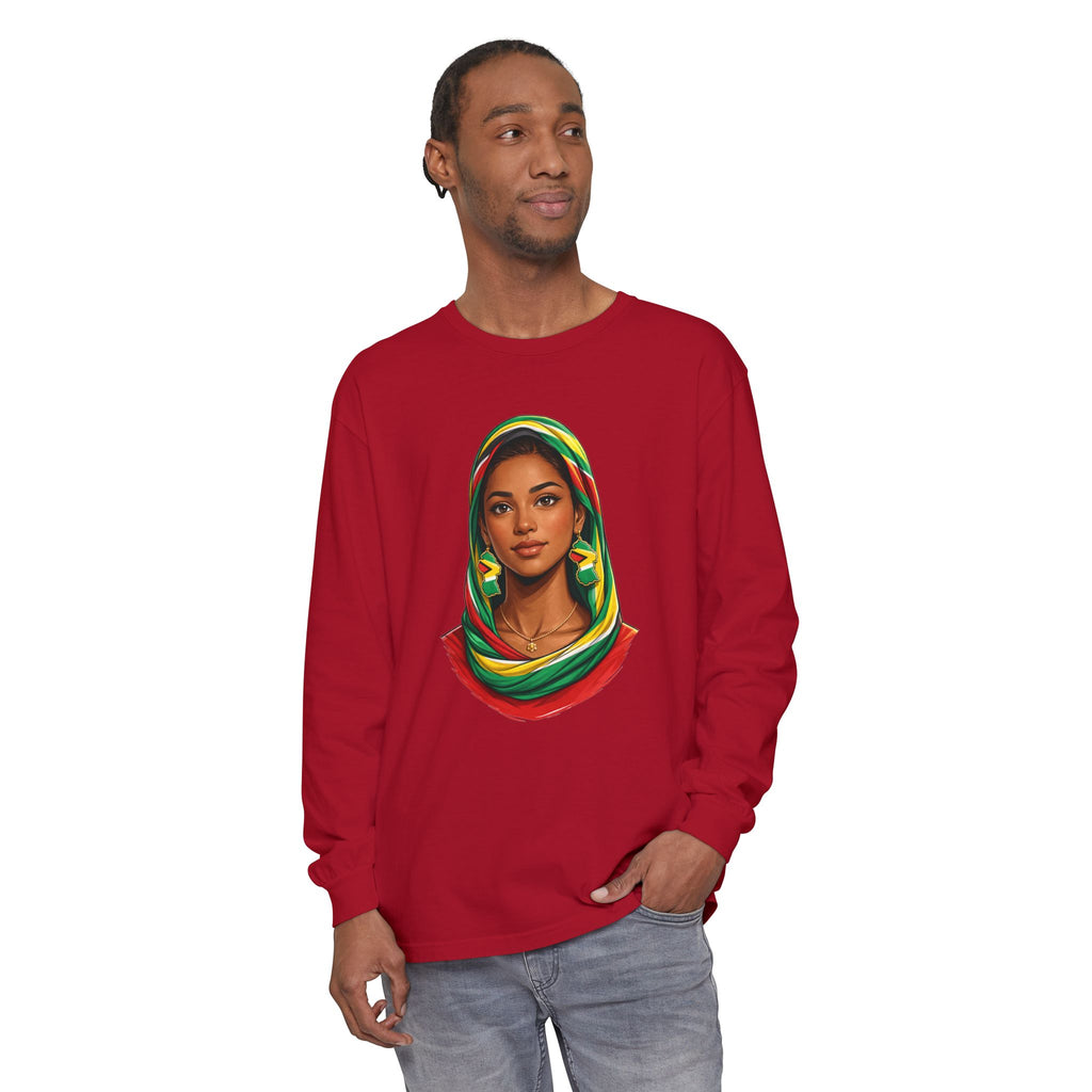 Indo Guyanese Woman Portrait — "Her Grace and Presence Does the Talking" Long Sleeve Tee