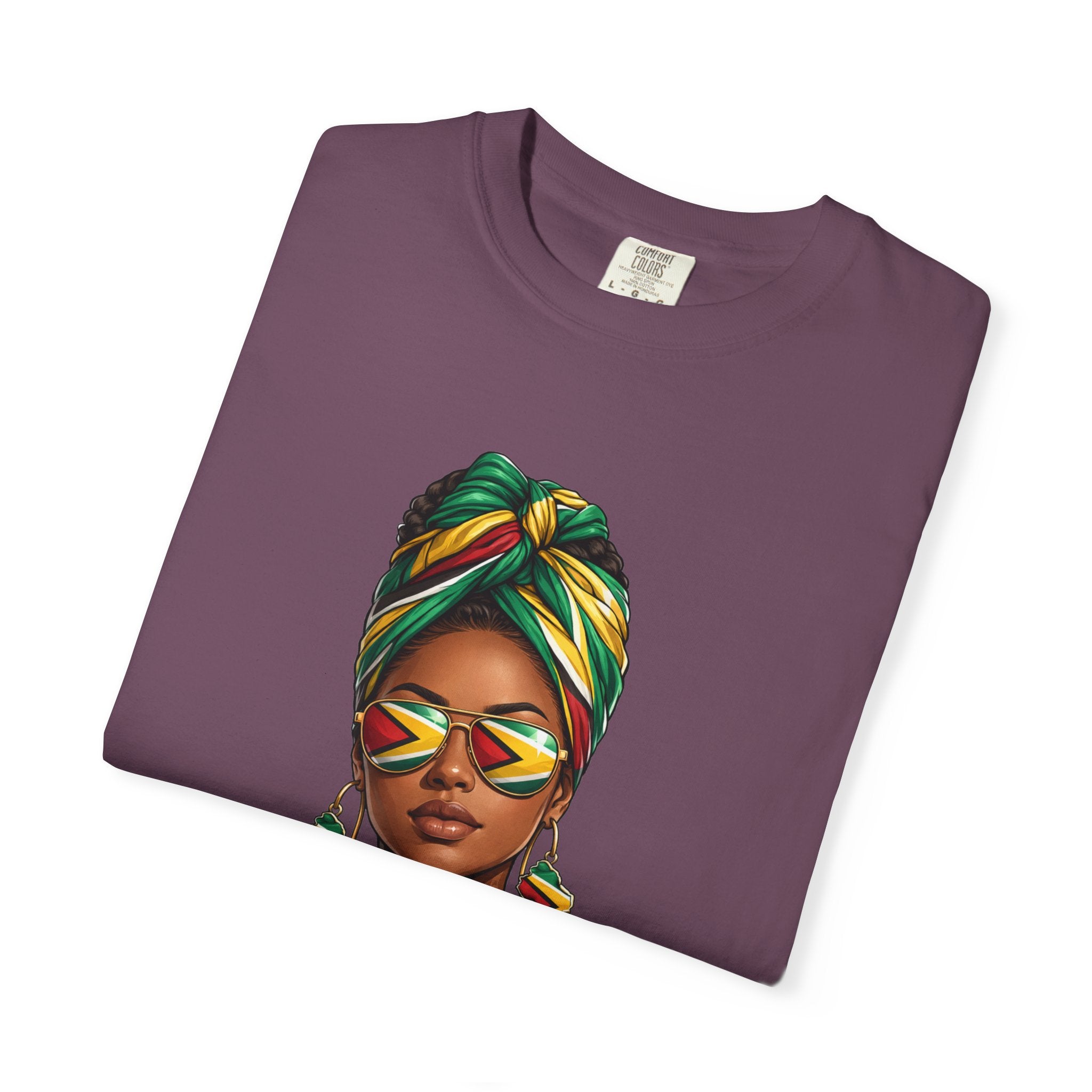 Afro Guyanese Woman Portrait with Headwrap & Sunglasses (Unisex T-Shirt)