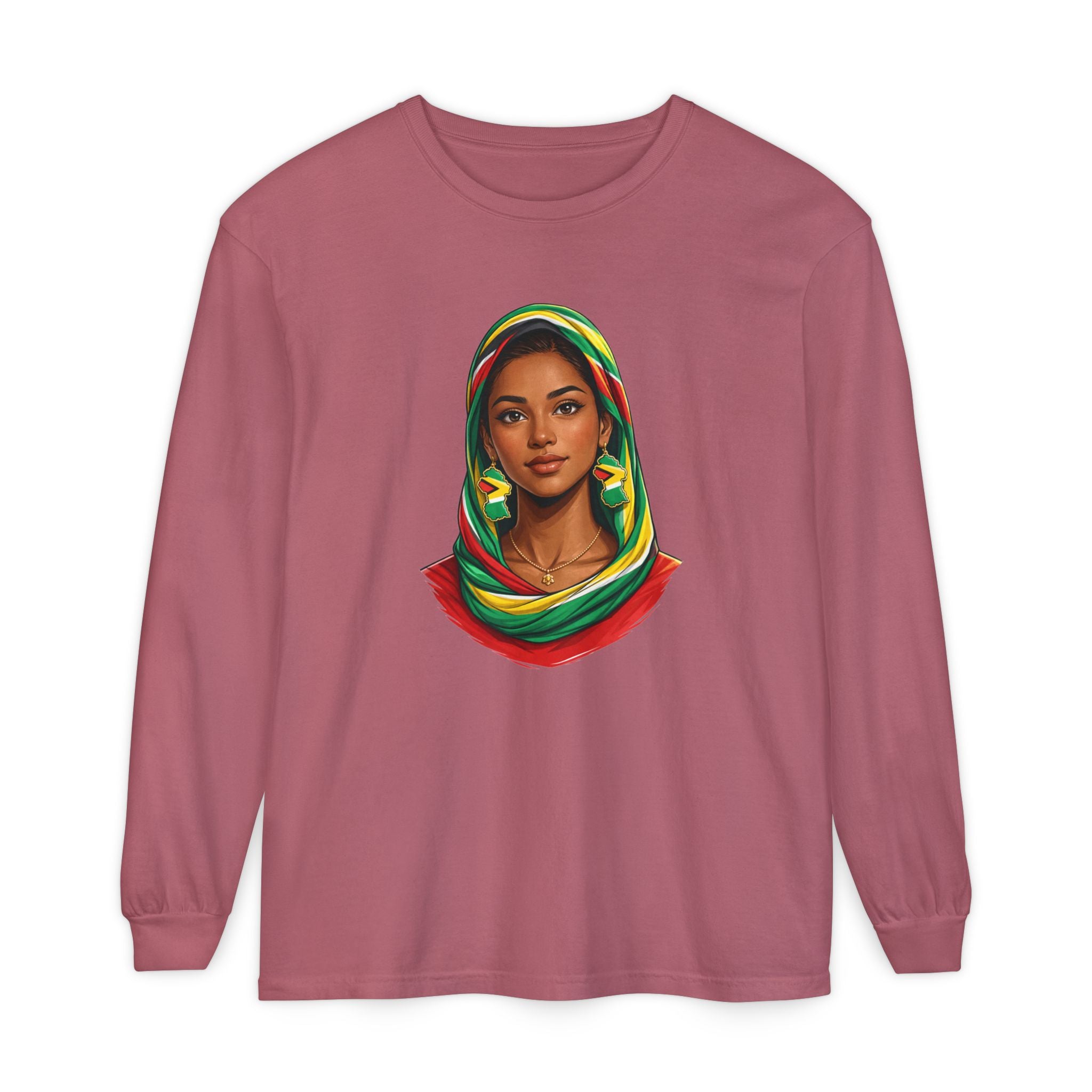 Indo Guyanese Woman Portrait, "Her Grace and Presence Does the Talking" — Unisex  Long Sleeve Tee
