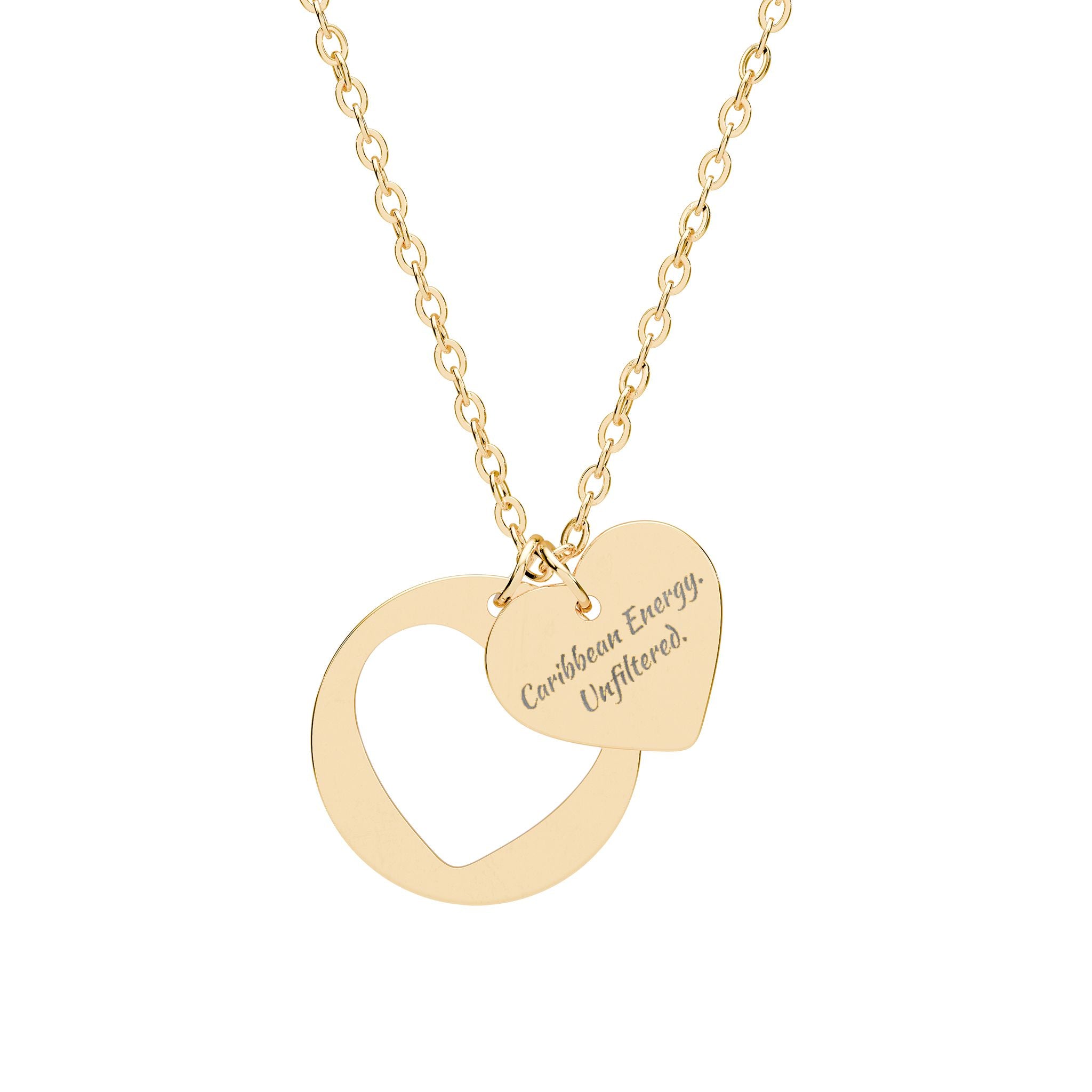 Engravable Heart Cutout Necklace – Personalized Double Pendant (Silver or Rose Gold)