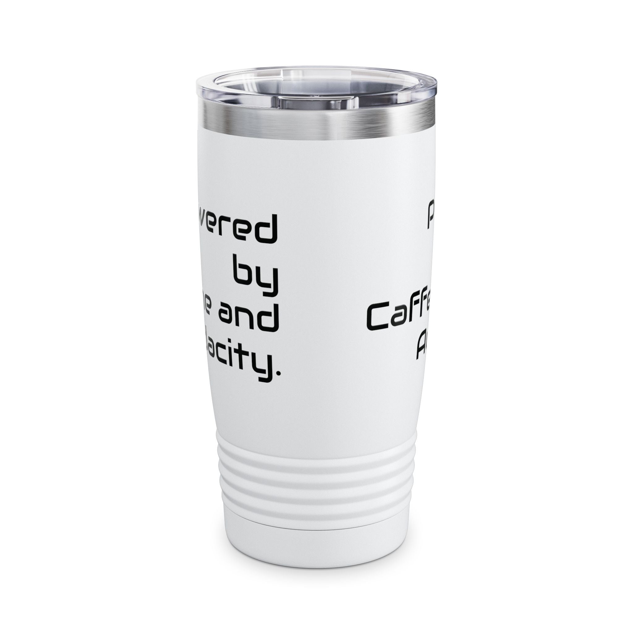 20oz Tumbler — "Powered by Caffeine and Audacity" Travel Mug