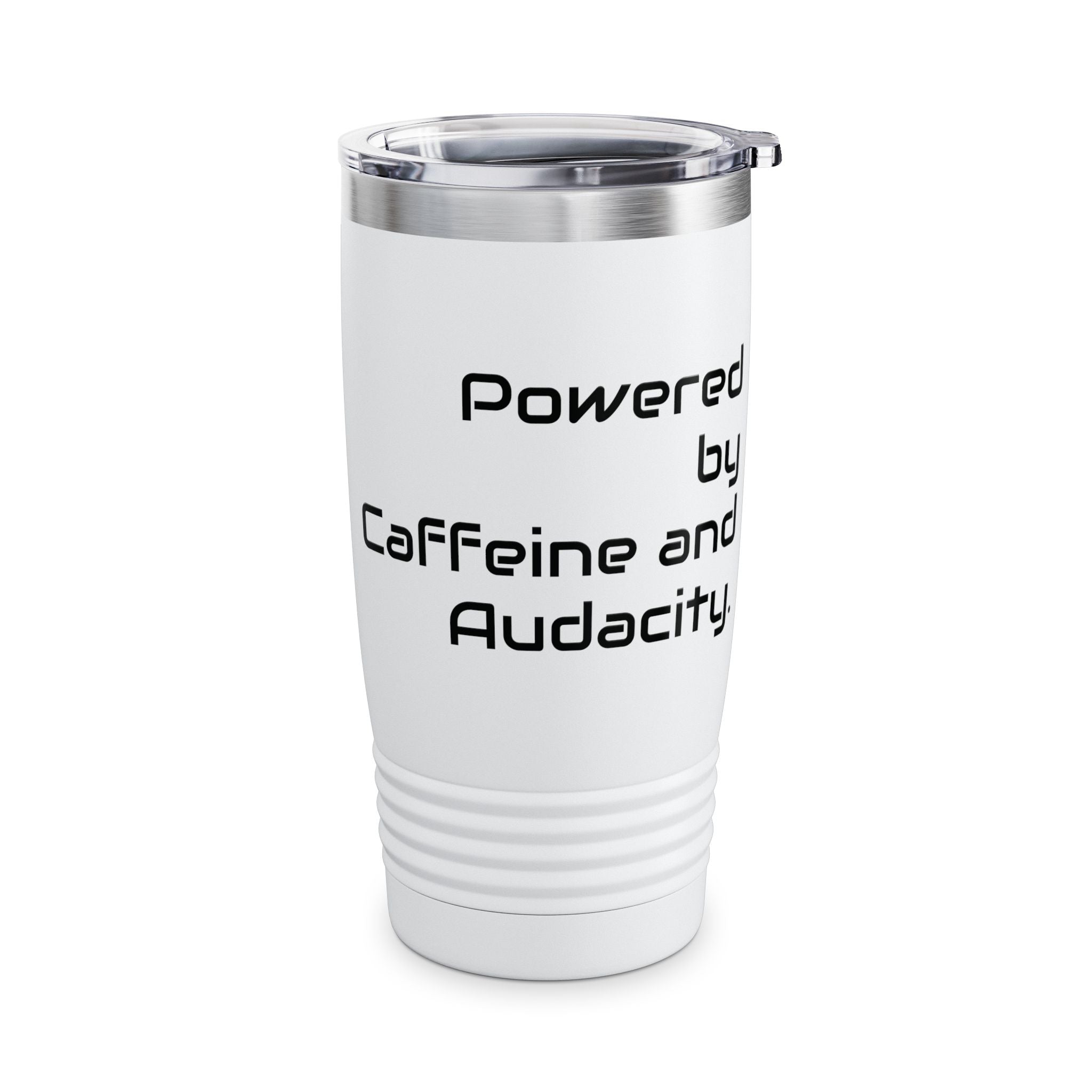 20oz Tumbler — "Powered by Caffeine and Audacity" Travel Mug