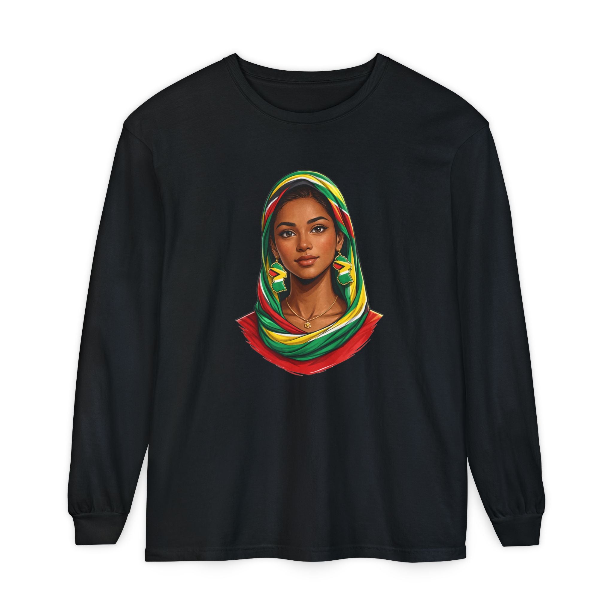 Indo Guyanese Woman Portrait, "Her Grace and Presence Does the Talking" — Unisex  Long Sleeve Tee