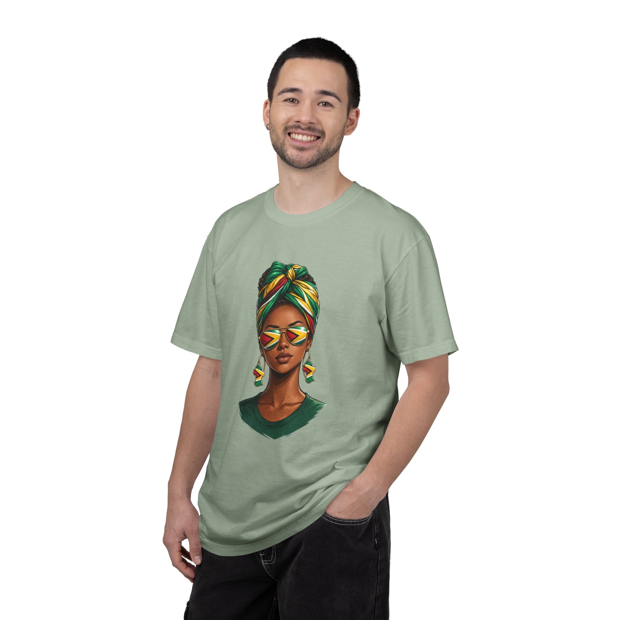 Afro Guyanese Woman Portrait with Headwrap & Sunglasses (Unisex T-Shirt)