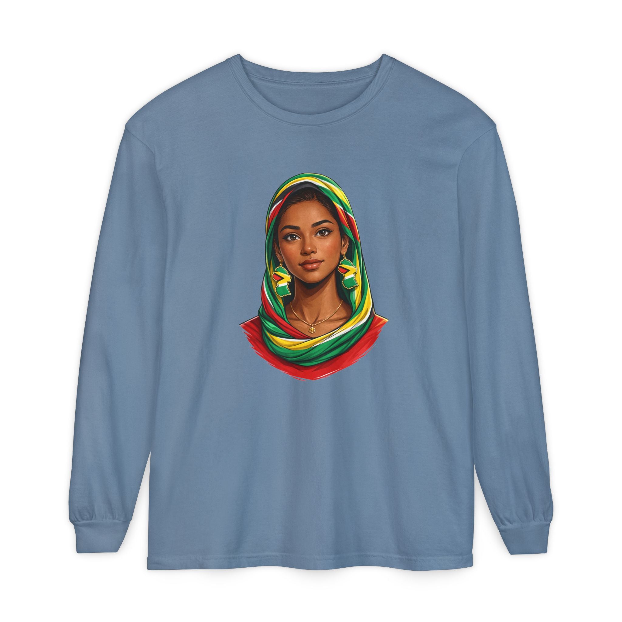 Indo Guyanese Woman Portrait, "Her Grace and Presence Does the Talking" — Unisex  Long Sleeve Tee
