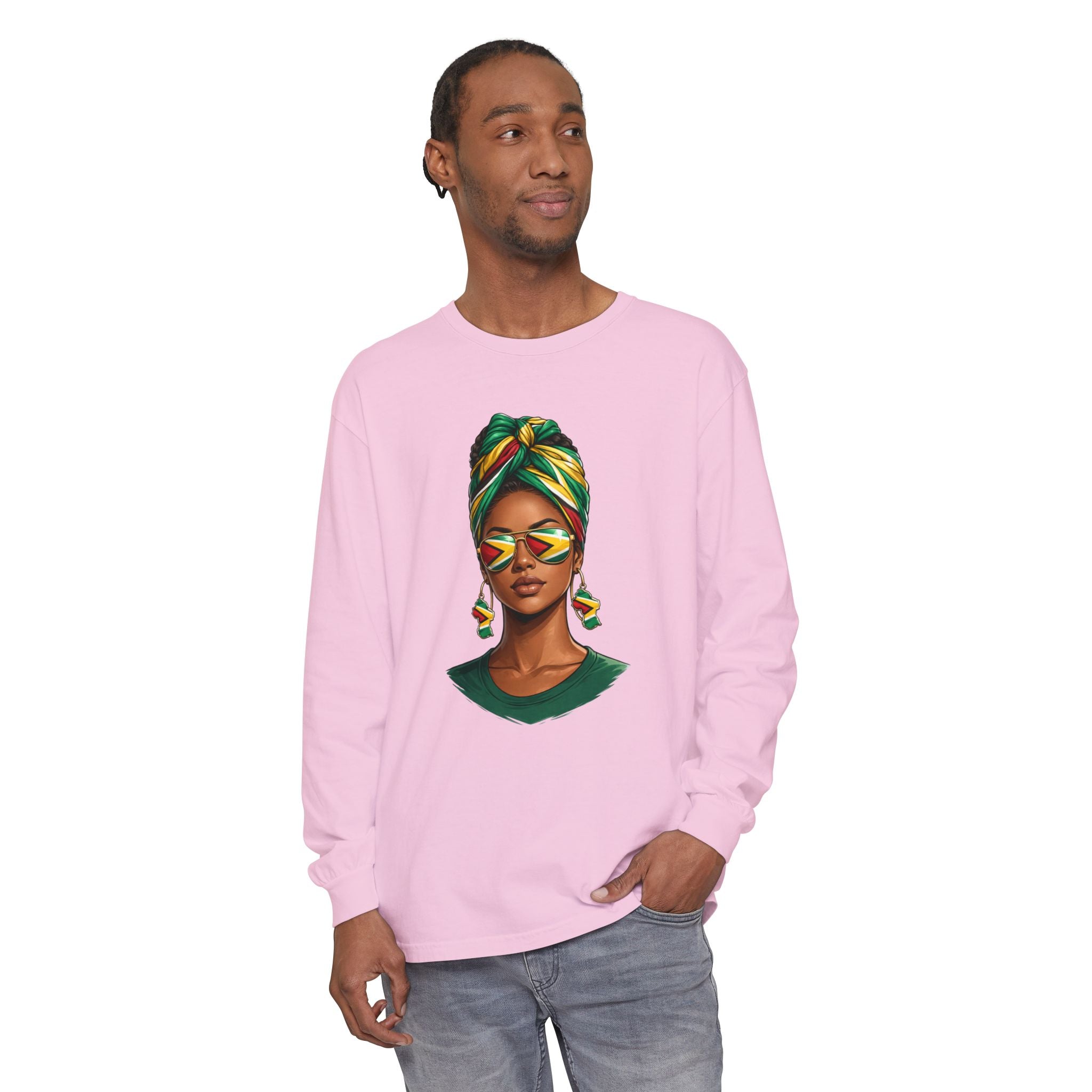 Afro Guyanese Woman Portrait, "Her Presence Does the Talking" — Unisex  Long Sleeve Tee