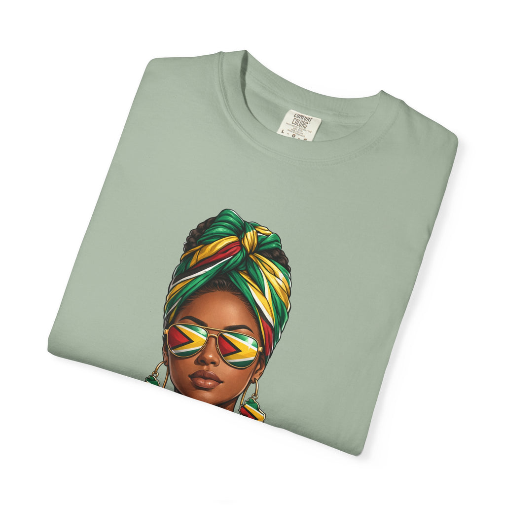 Afro Guyanese Woman Portrait with Headwrap & Sunglasses (Unisex T-Shirt)