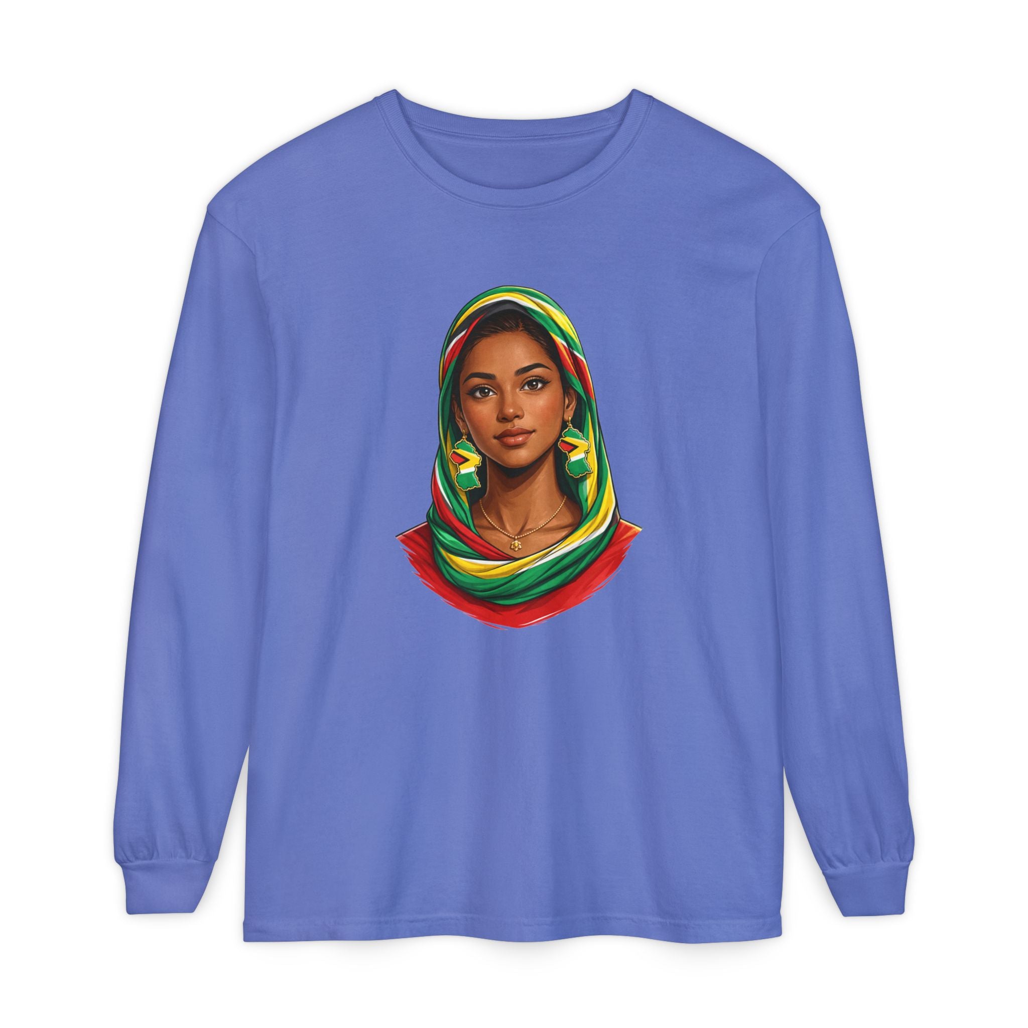 Indo Guyanese Woman Portrait, "Her Grace and Presence Does the Talking" — Unisex  Long Sleeve Tee