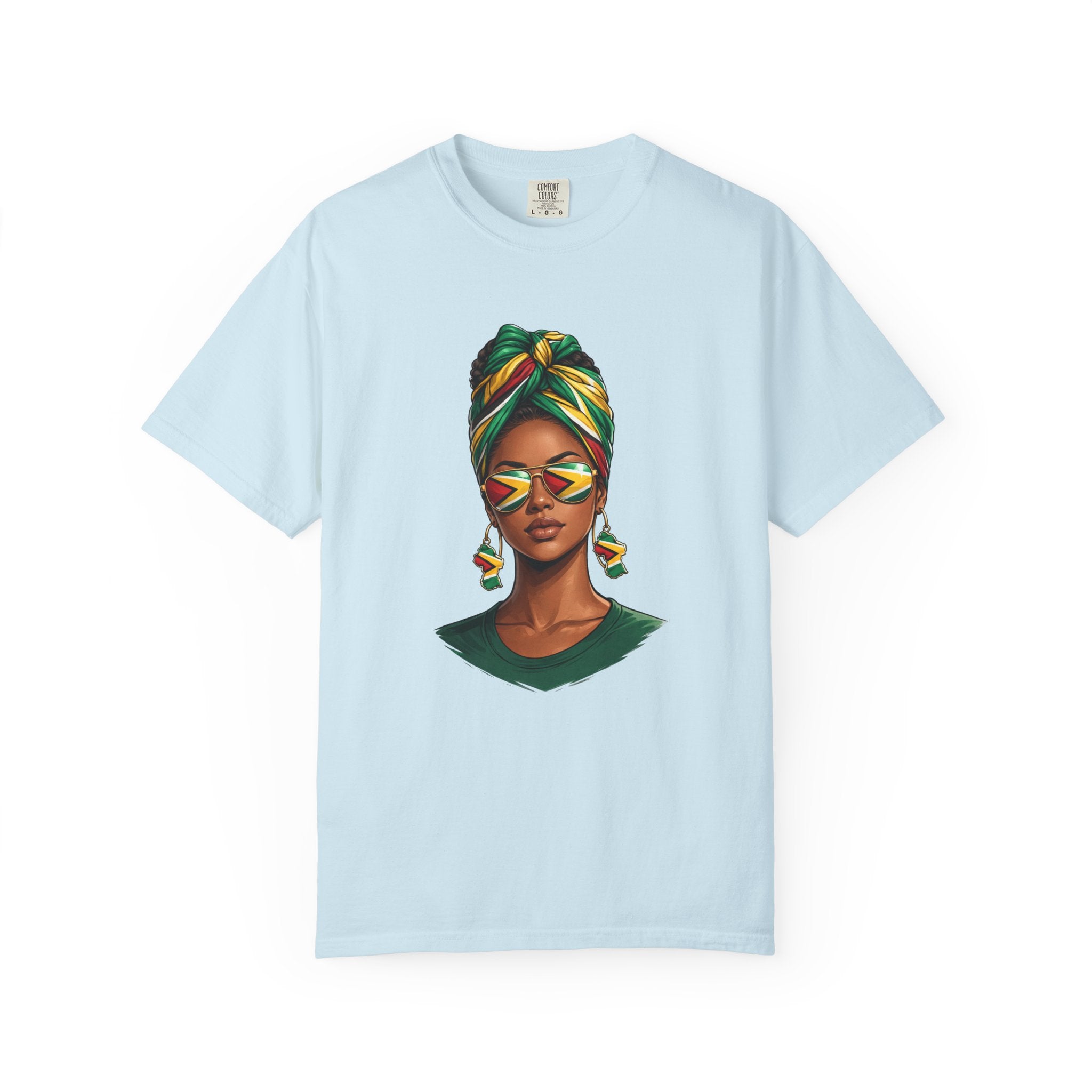 Afro Guyanese Woman Portrait with Headwrap & Sunglasses (Unisex T-Shirt)