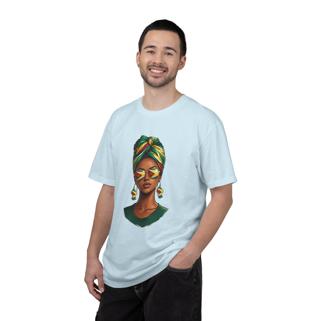Afro Guyanese Woman Portrait with Headwrap & Sunglasses (Unisex T-Shirt)