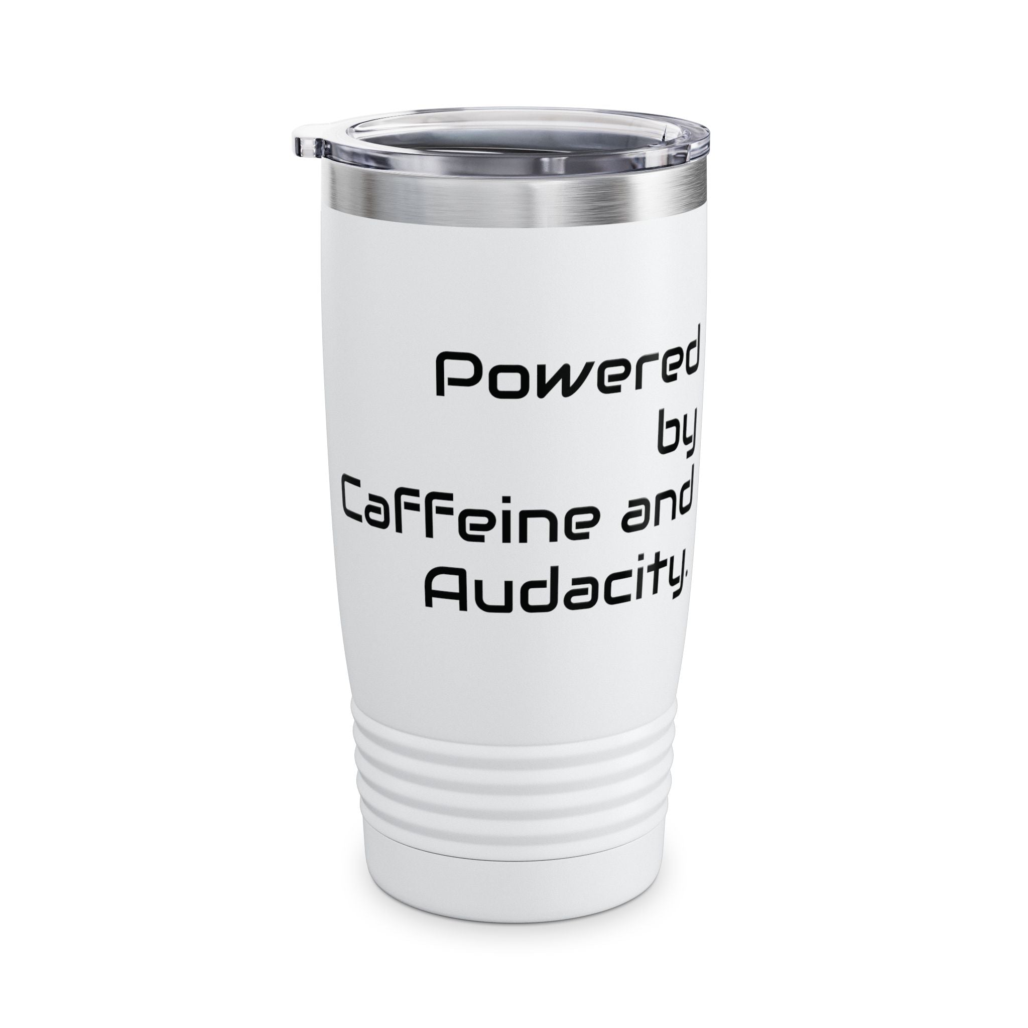 20oz Tumbler — "Powered by Caffeine and Audacity" Travel Mug