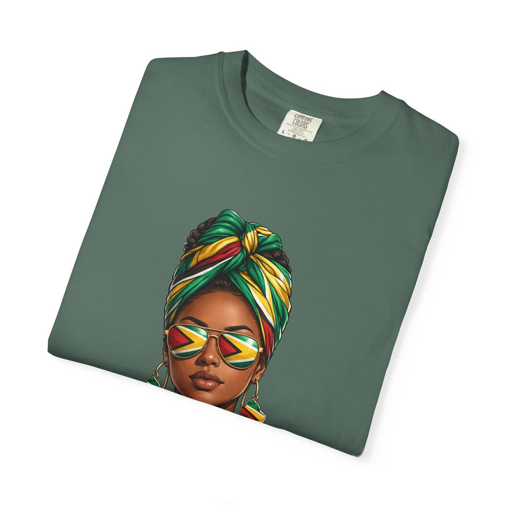 Afro Guyanese Woman Portrait with Headwrap & Sunglasses (Unisex T-Shirt)