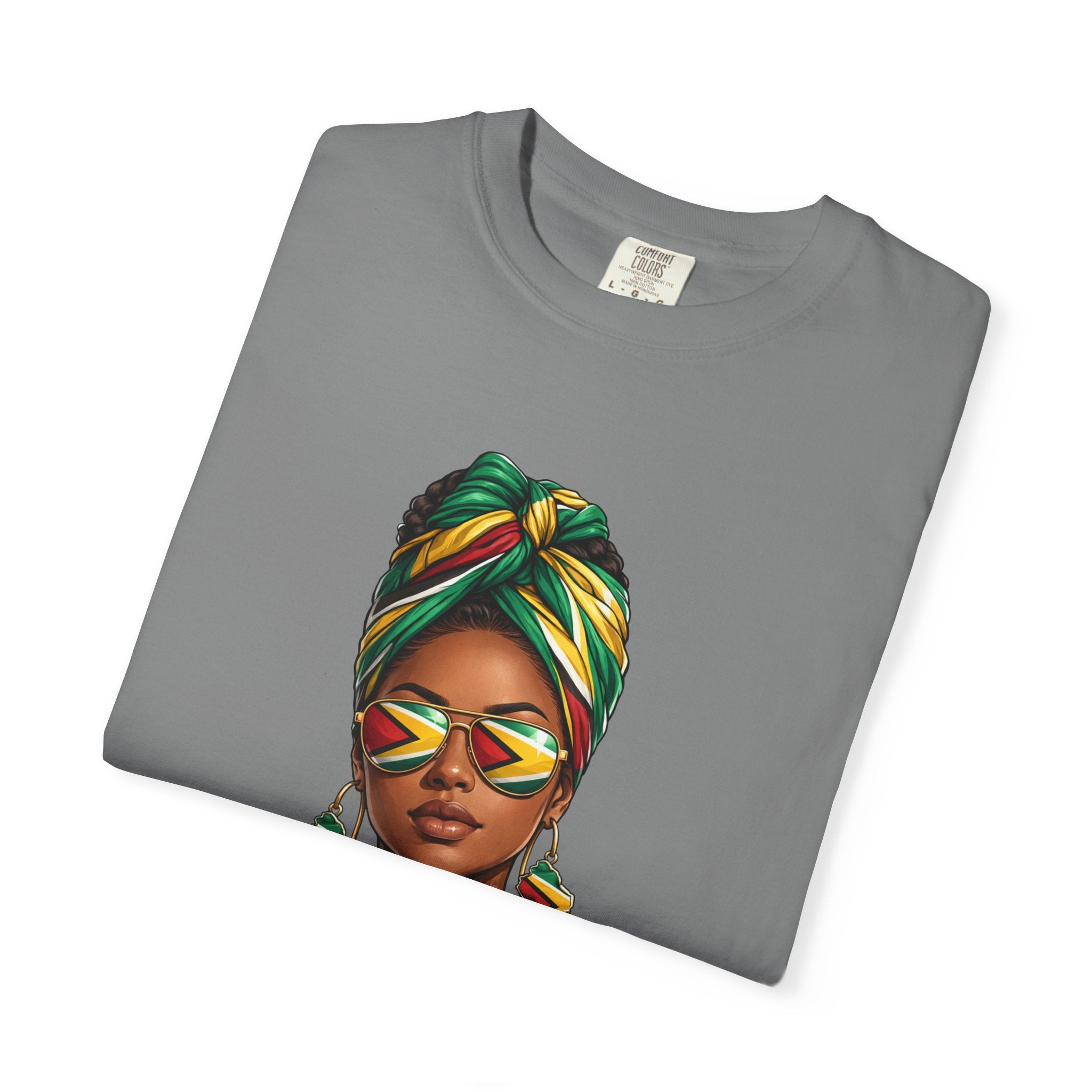 Afro Guyanese Woman Portrait with Headwrap & Sunglasses (Unisex T-Shirt)