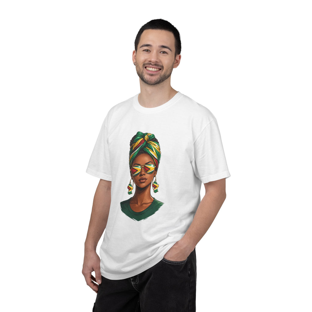 Afro Guyanese Woman Portrait with Headwrap & Sunglasses (Unisex T-Shirt)