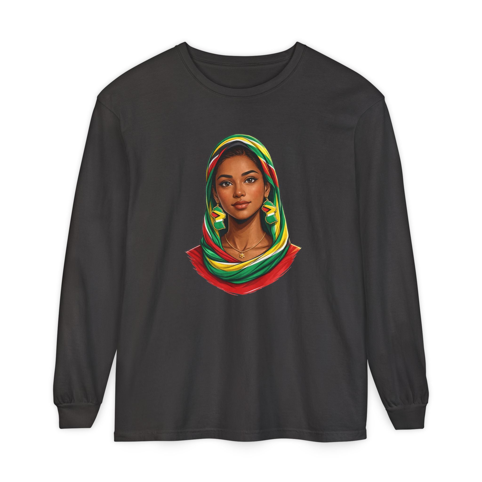 Indo Guyanese Woman Portrait, "Her Grace and Presence Does the Talking" — Unisex  Long Sleeve Tee