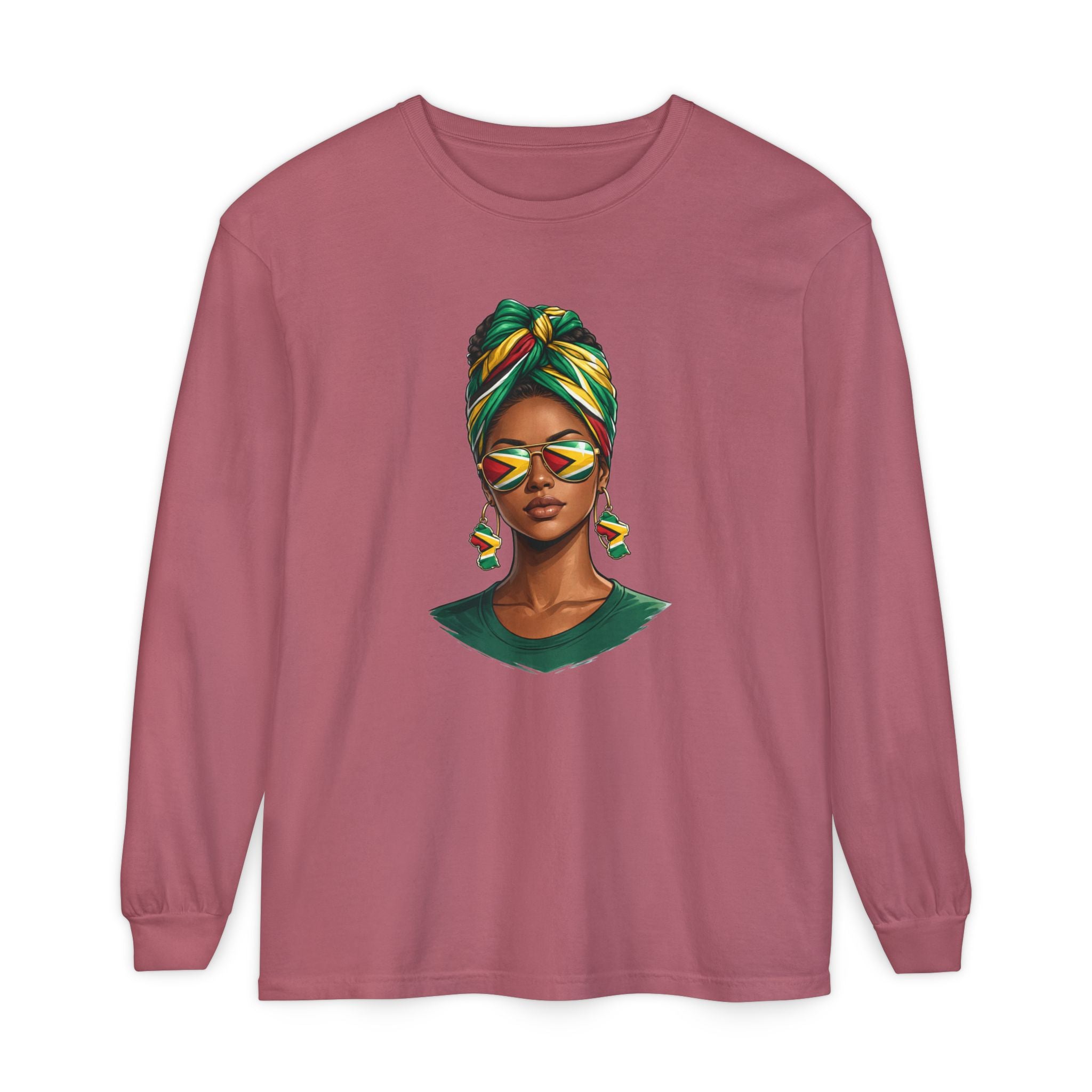 Afro Guyanese Woman Portrait, "Her Presence Does the Talking" — Unisex  Long Sleeve Tee