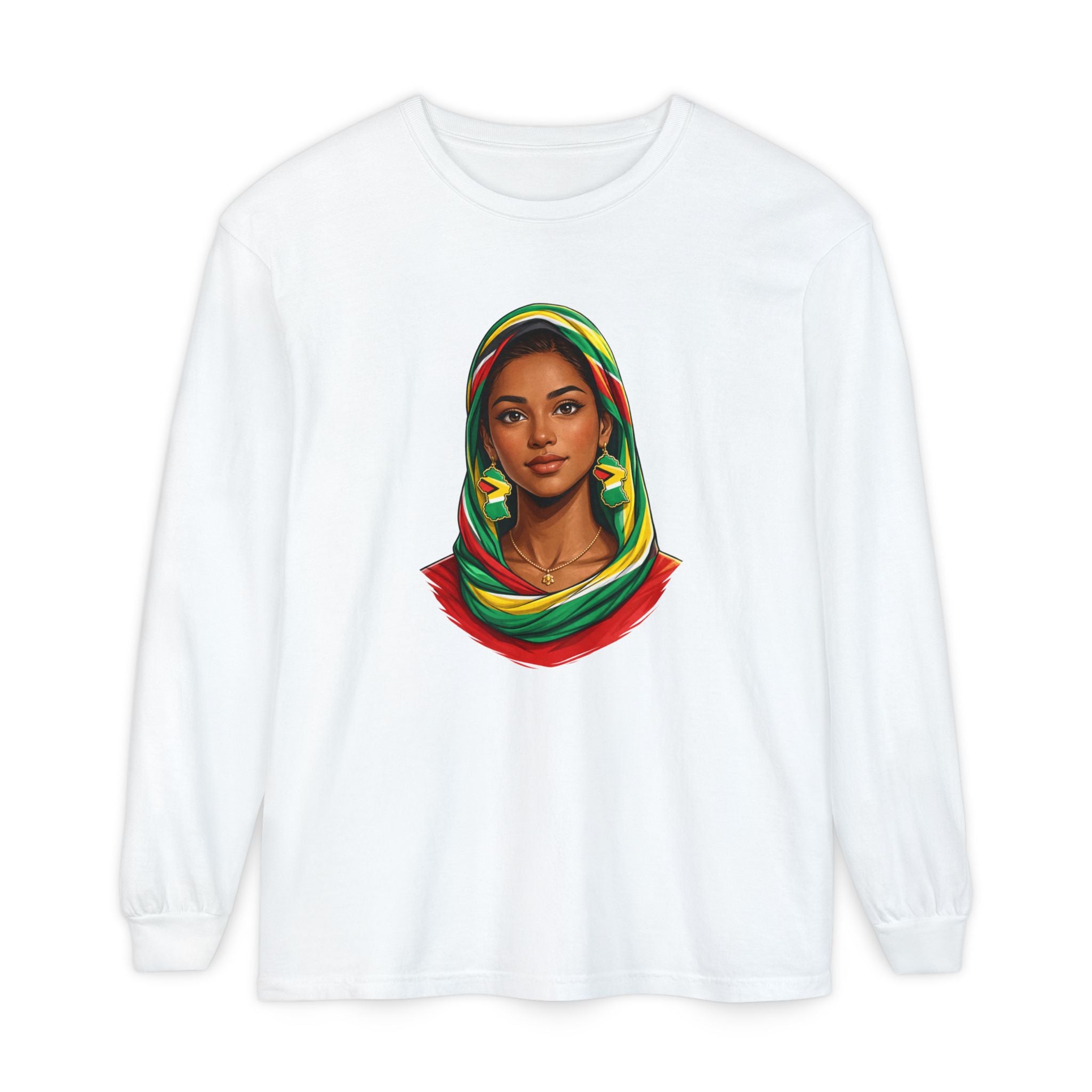 Indo Guyanese Woman Portrait, "Her Grace and Presence Does the Talking" — Unisex  Long Sleeve Tee