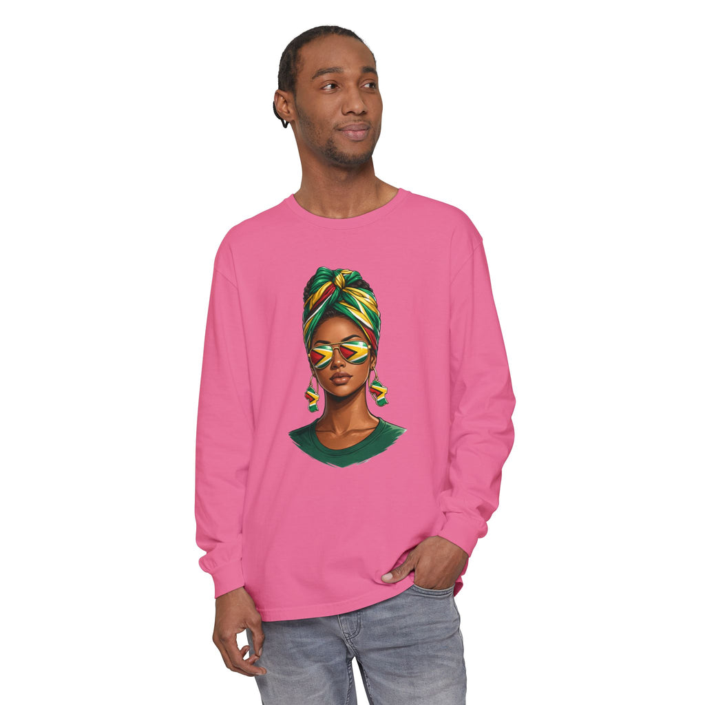 Afro Guyanese Woman Portrait, "Her Presence Does the Talking" — Unisex  Long Sleeve Tee