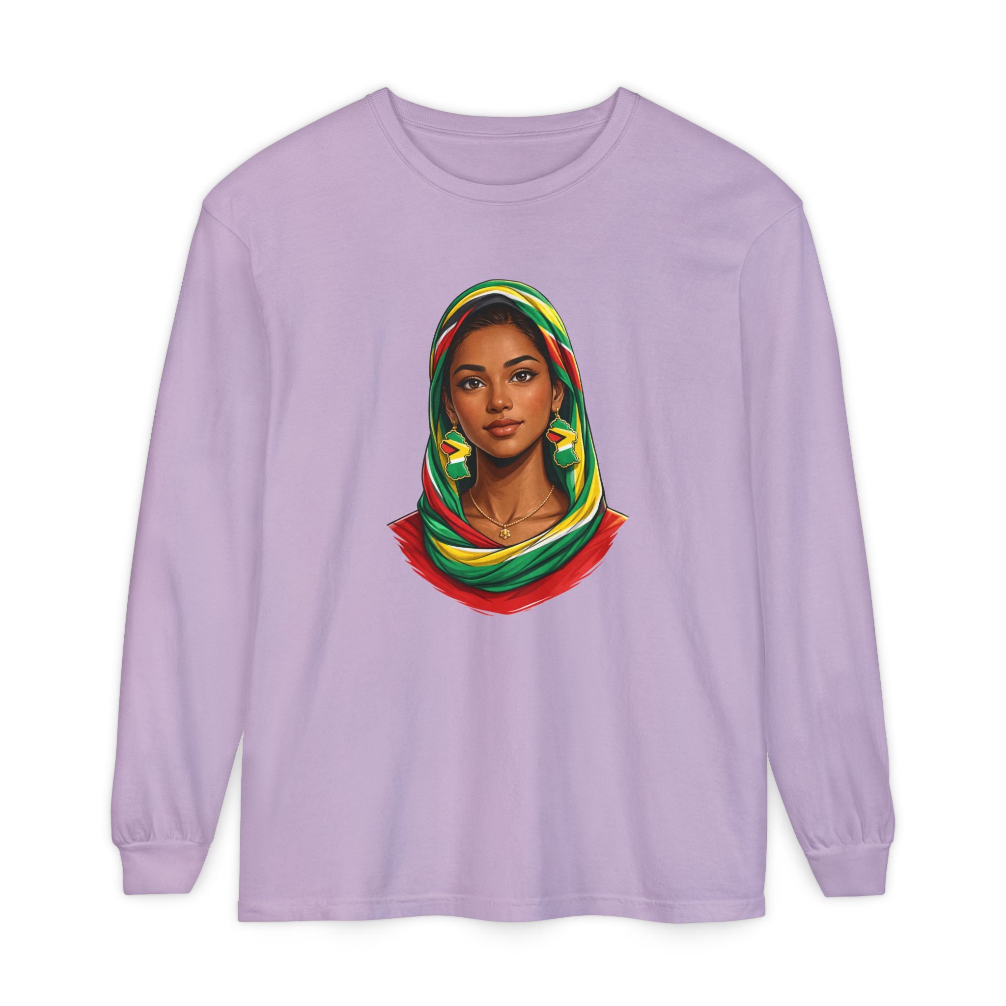 Indo Guyanese Woman Portrait, "Her Grace and Presence Does the Talking" — Unisex  Long Sleeve Tee