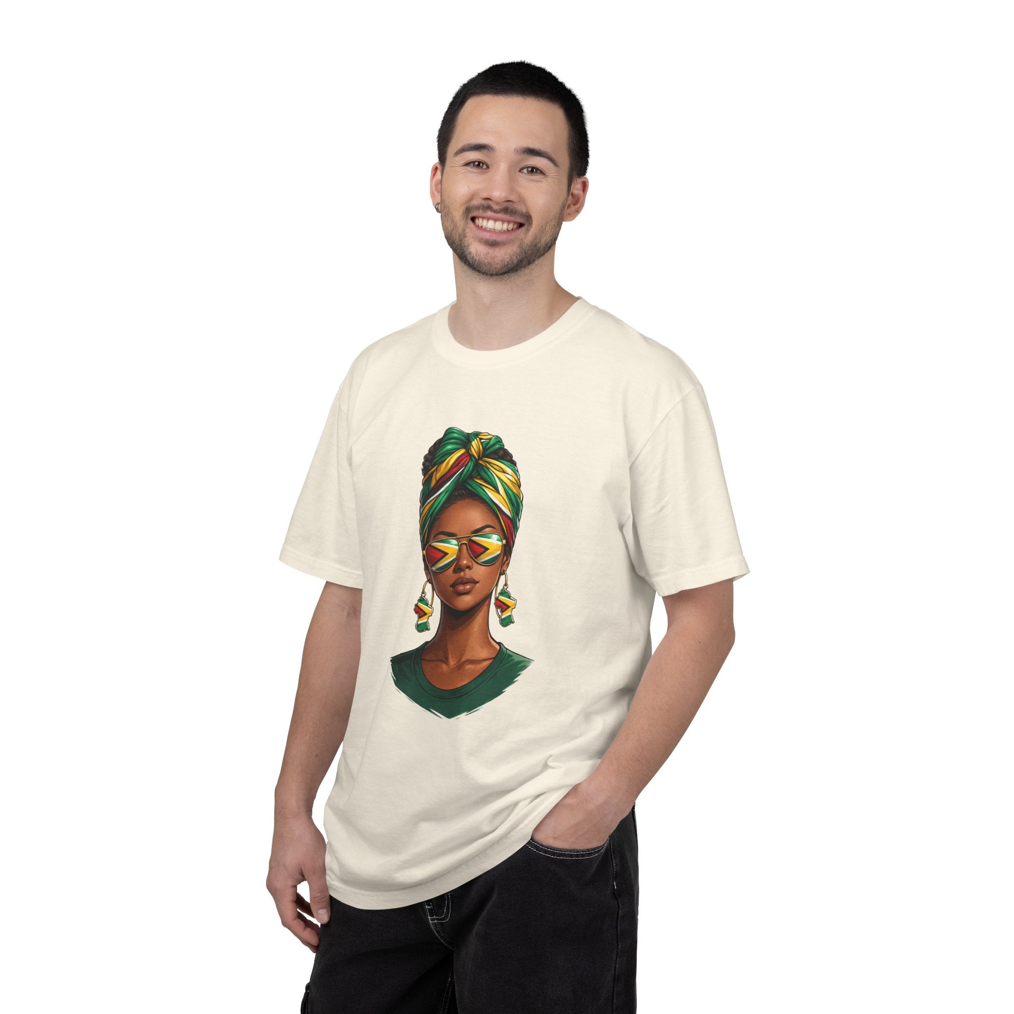 Afro Guyanese Woman Portrait with Headwrap & Sunglasses (Unisex T-Shirt)