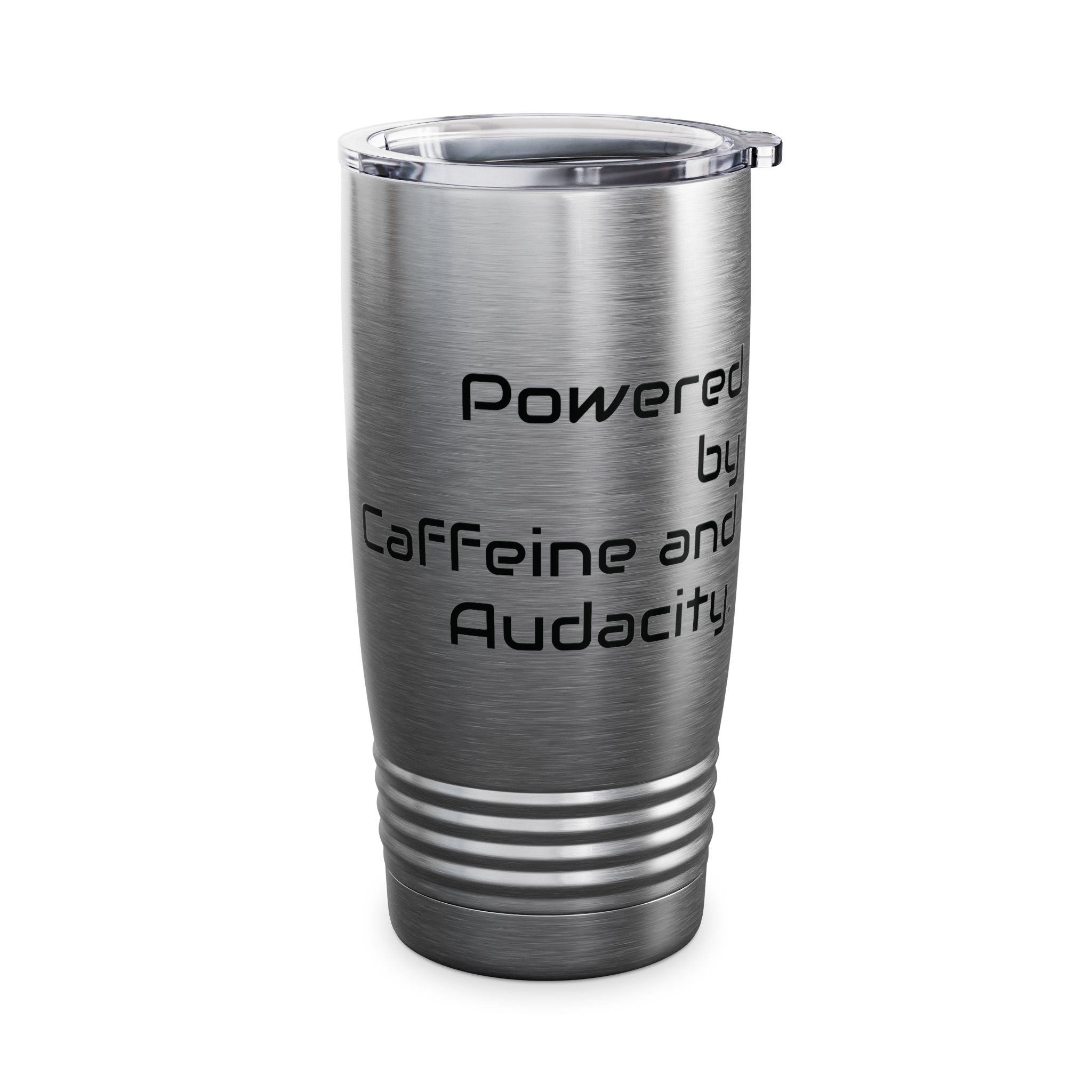 20oz Tumbler — "Powered by Caffeine and Audacity" Travel Mug