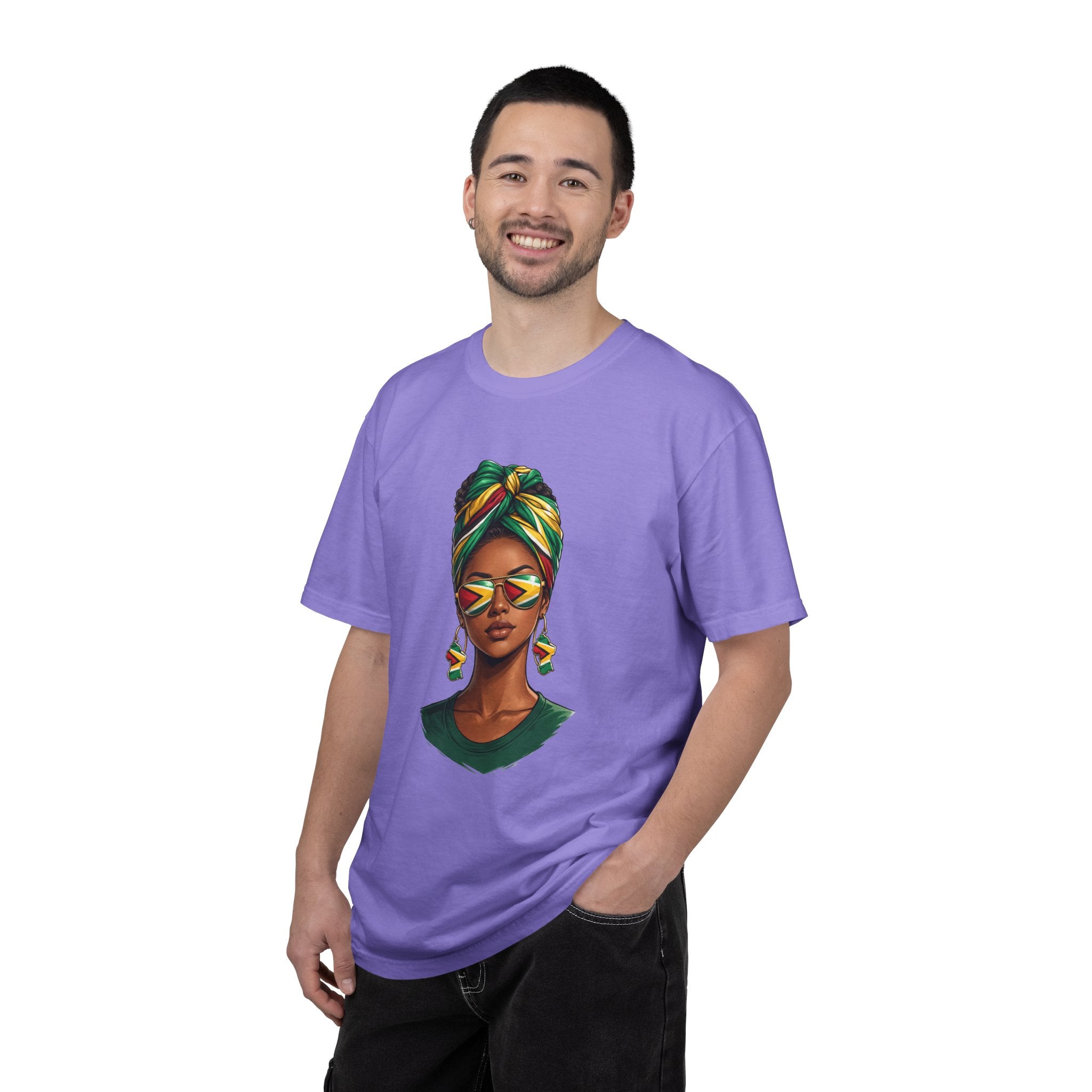 Afro Guyanese Woman Portrait with Headwrap & Sunglasses (Unisex T-Shirt)