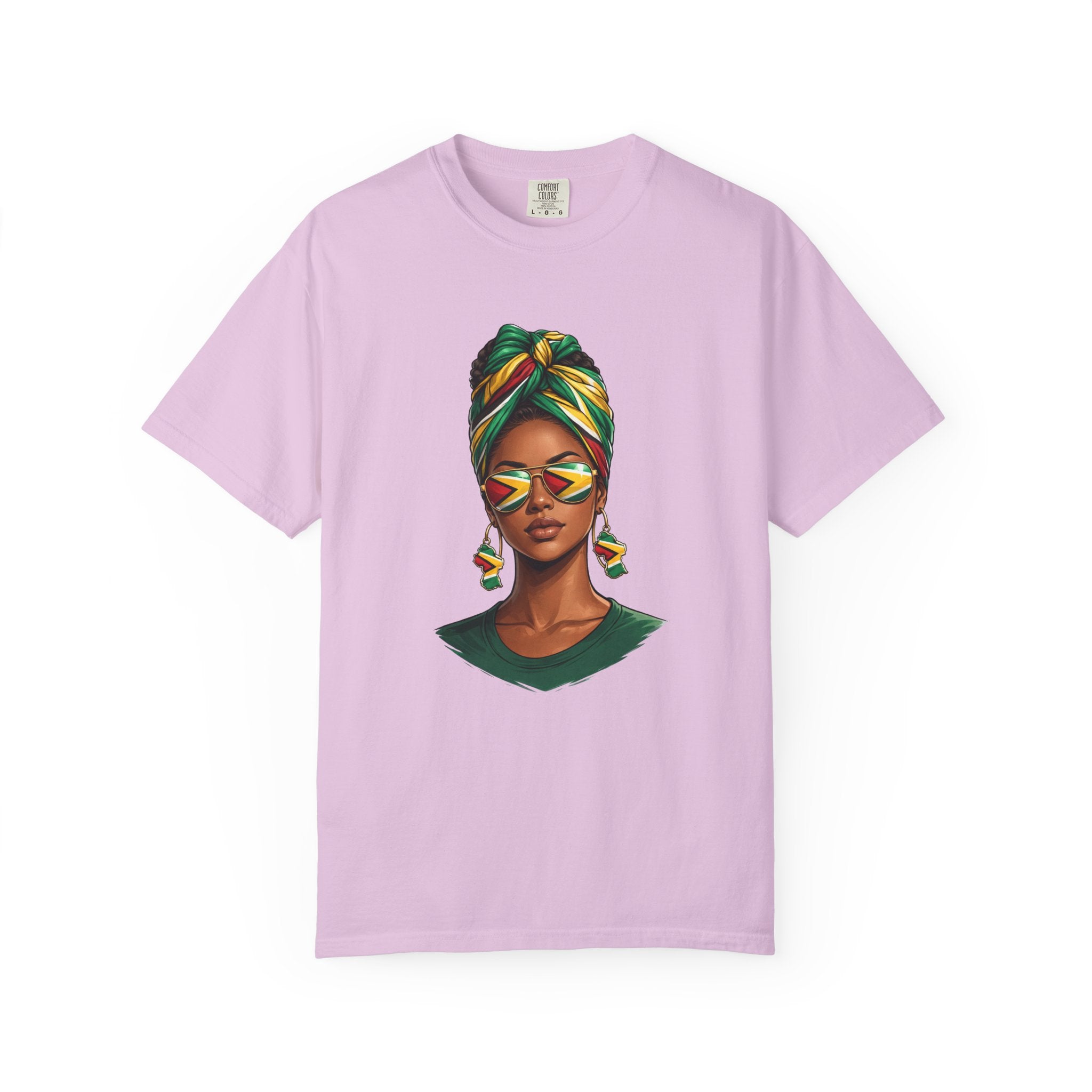 Afro Guyanese Woman Portrait with Headwrap & Sunglasses (Unisex T-Shirt)