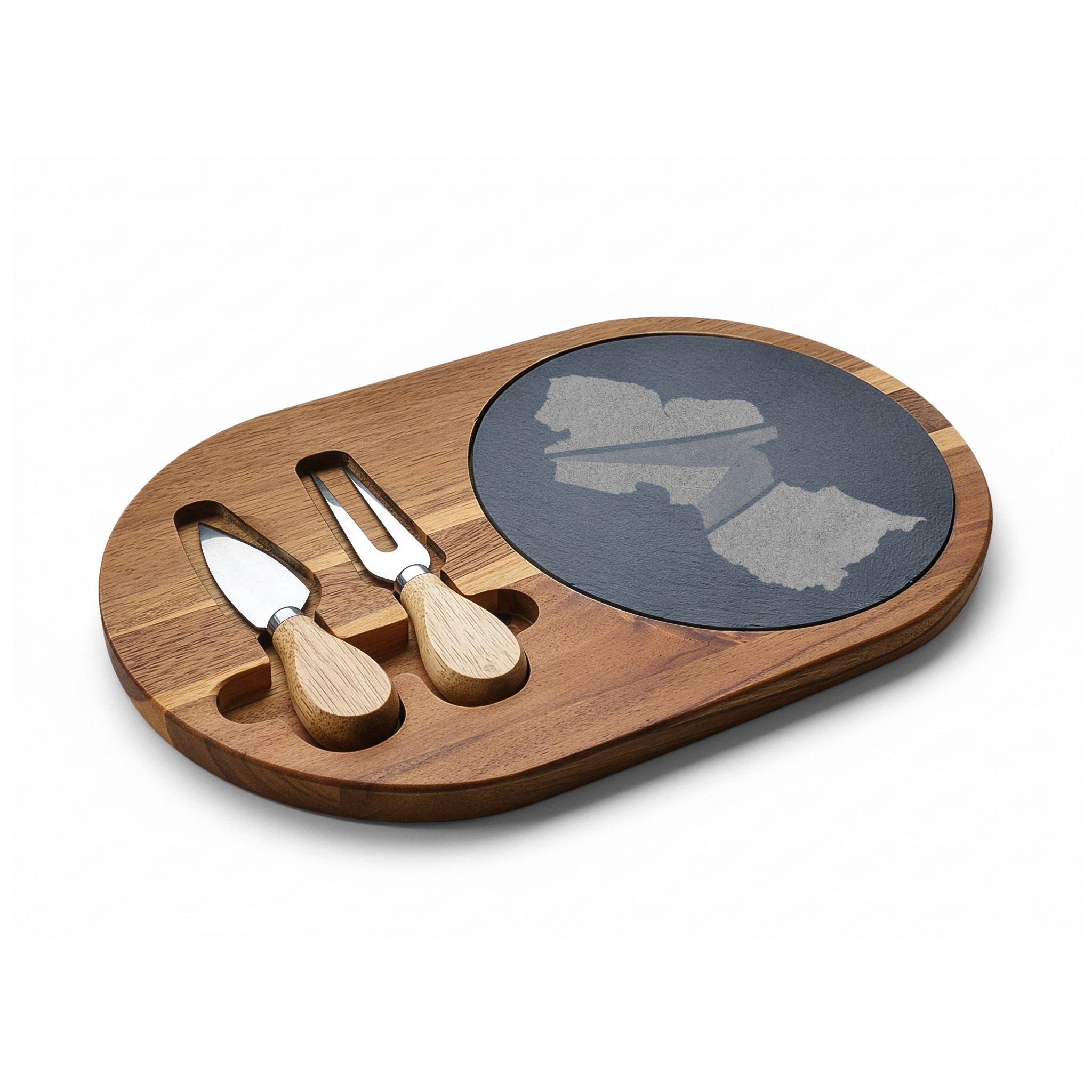 Personalized Engraved Charcuterie Board with Slate Inlay – Custom State Outline Cheese Board Gift