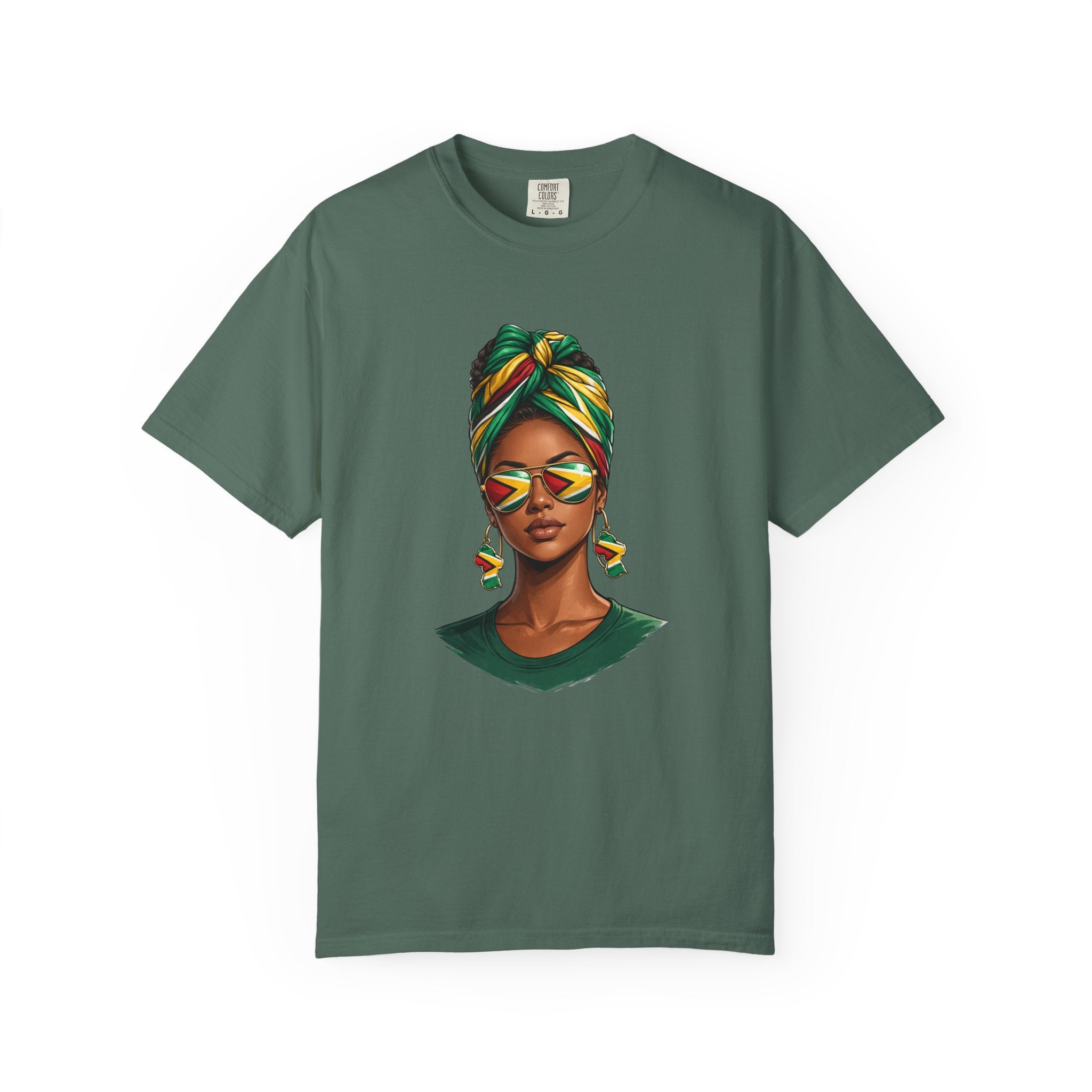 Afro Guyanese Woman Portrait with Headwrap & Sunglasses (Unisex T-Shirt)