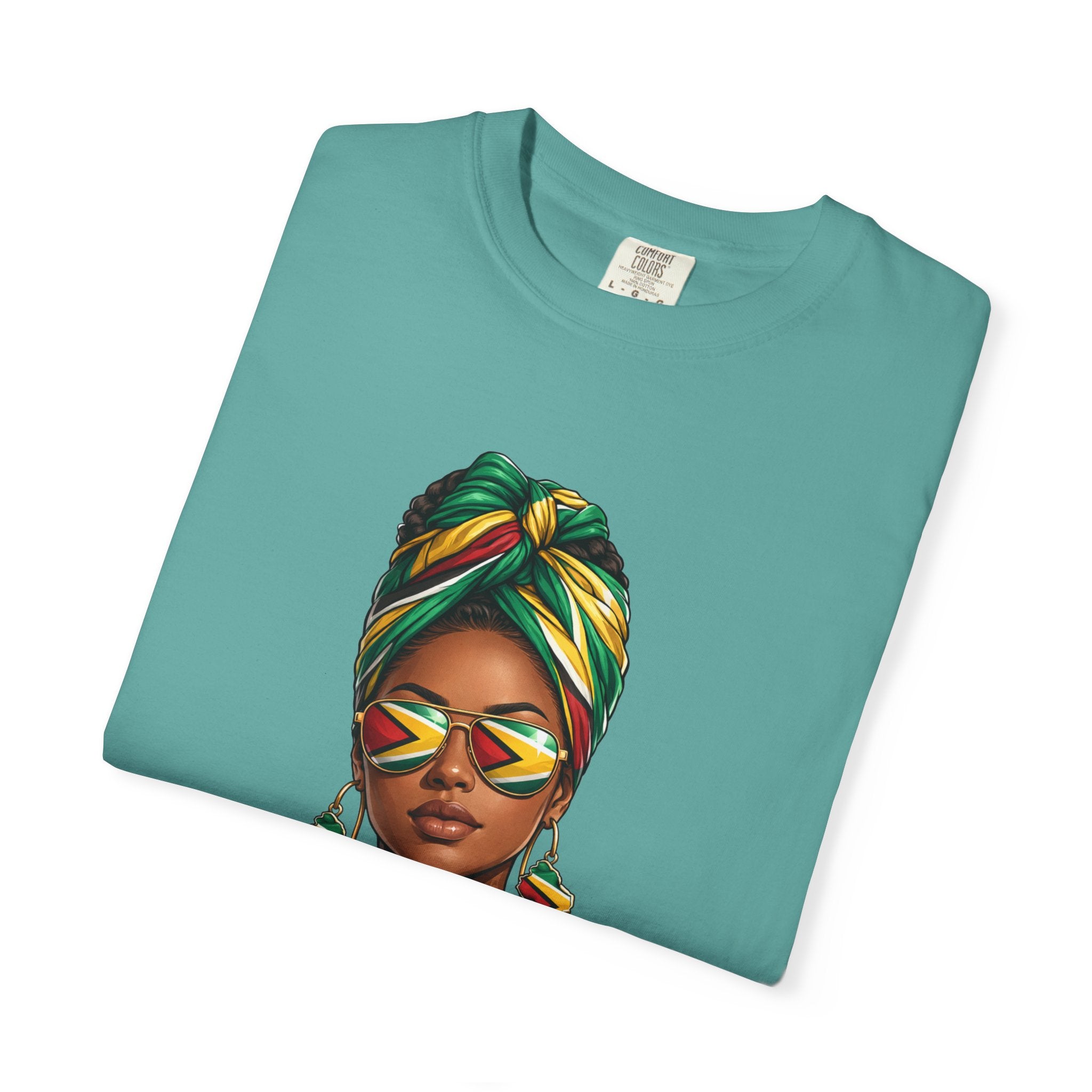 Afro Guyanese Woman Portrait with Headwrap & Sunglasses (Unisex T-Shirt)
