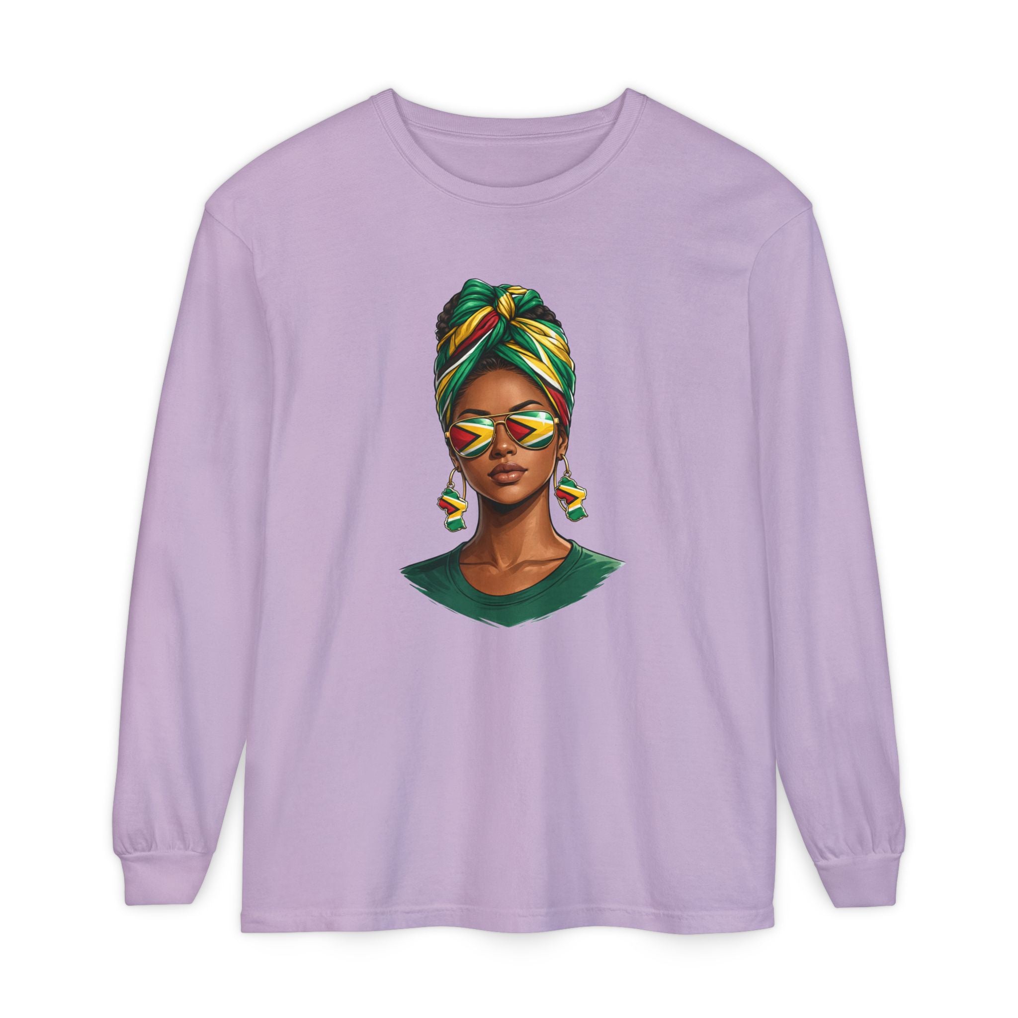 Afro Guyanese Woman Portrait, "Her Presence Does the Talking" — Unisex  Long Sleeve Tee