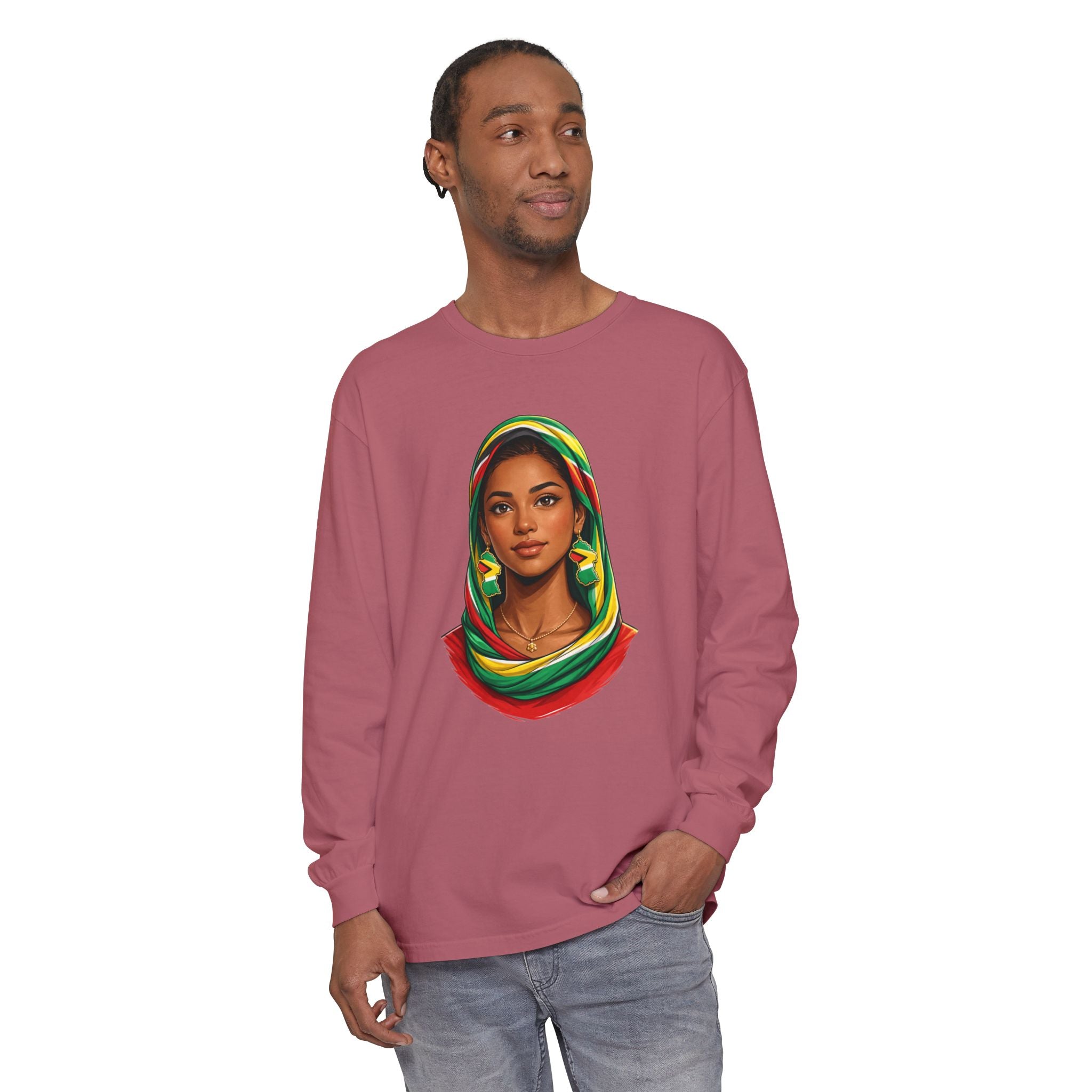 Indo Guyanese Woman Portrait, "Her Grace and Presence Does the Talking" — Unisex  Long Sleeve Tee