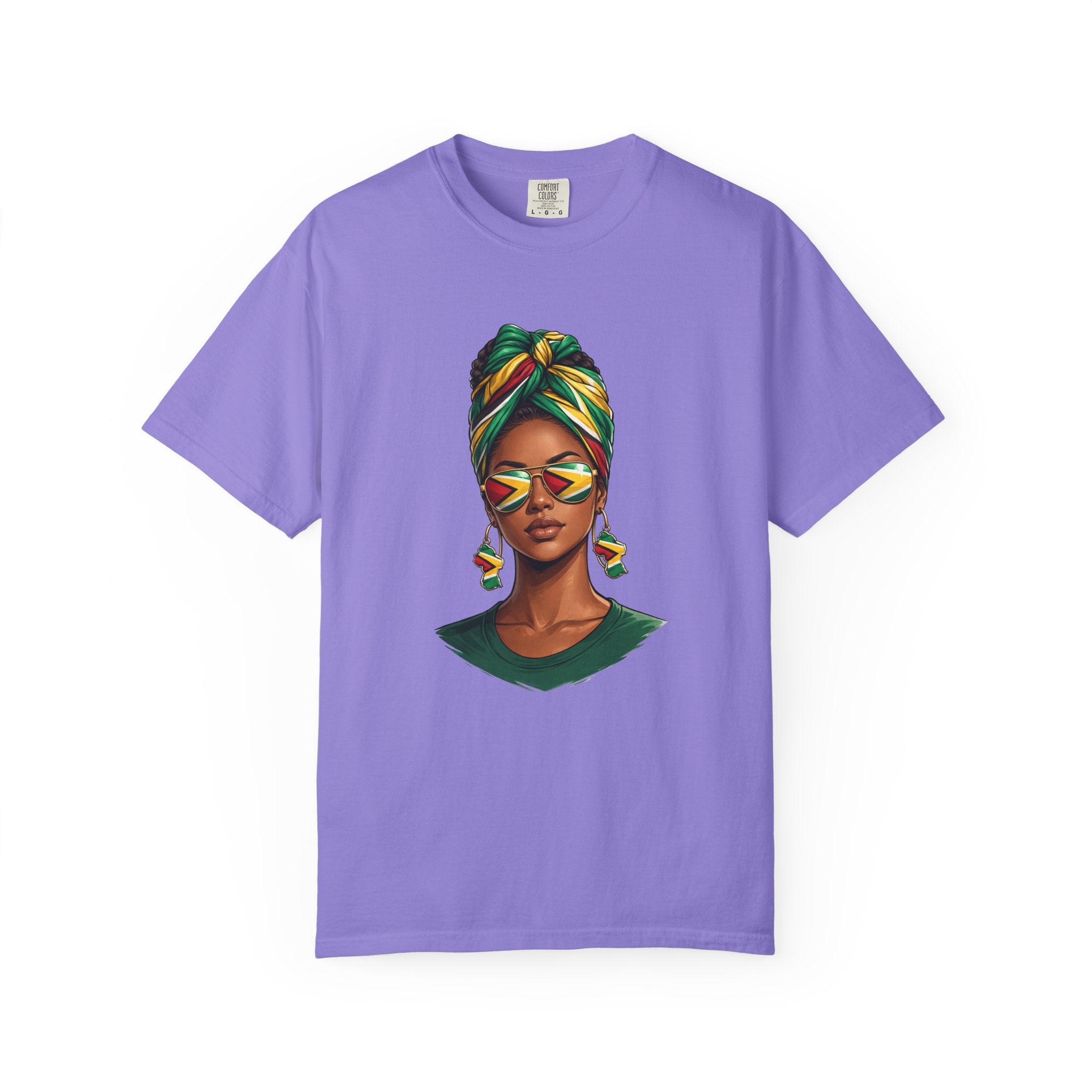 Afro Guyanese Woman Portrait with Headwrap & Sunglasses (Unisex T-Shirt)